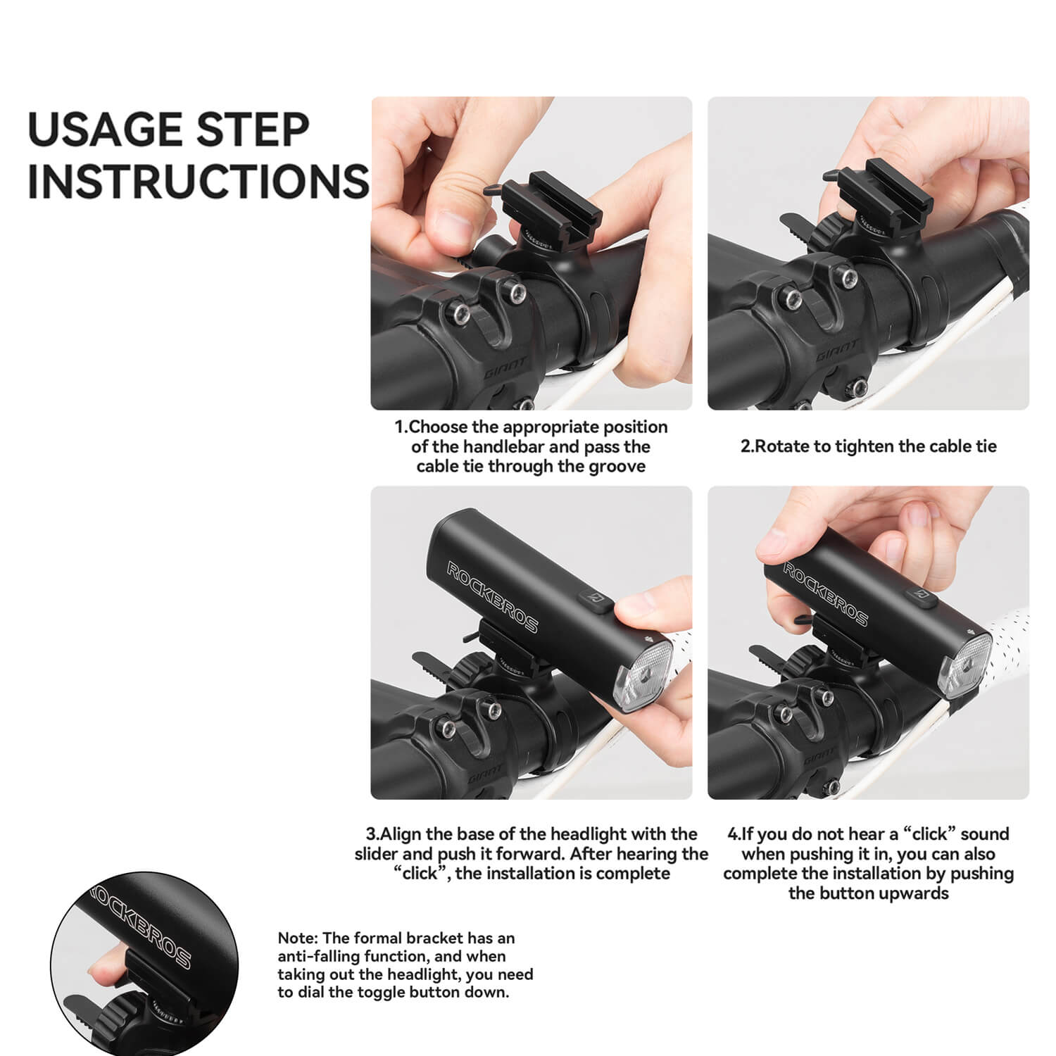 ROCKBROS JHL 1200 lumen bike front light for enhanced visibility