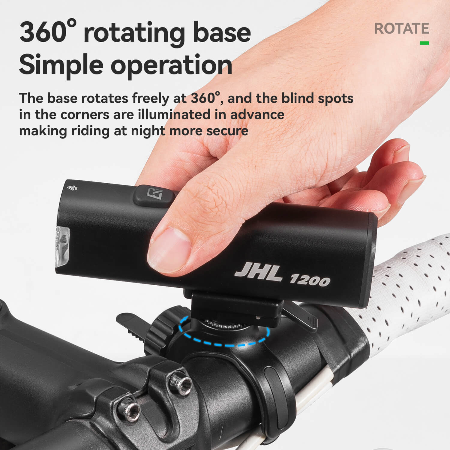 ROCKBROS JHL 1200 lumen bike front light for enhanced visibility