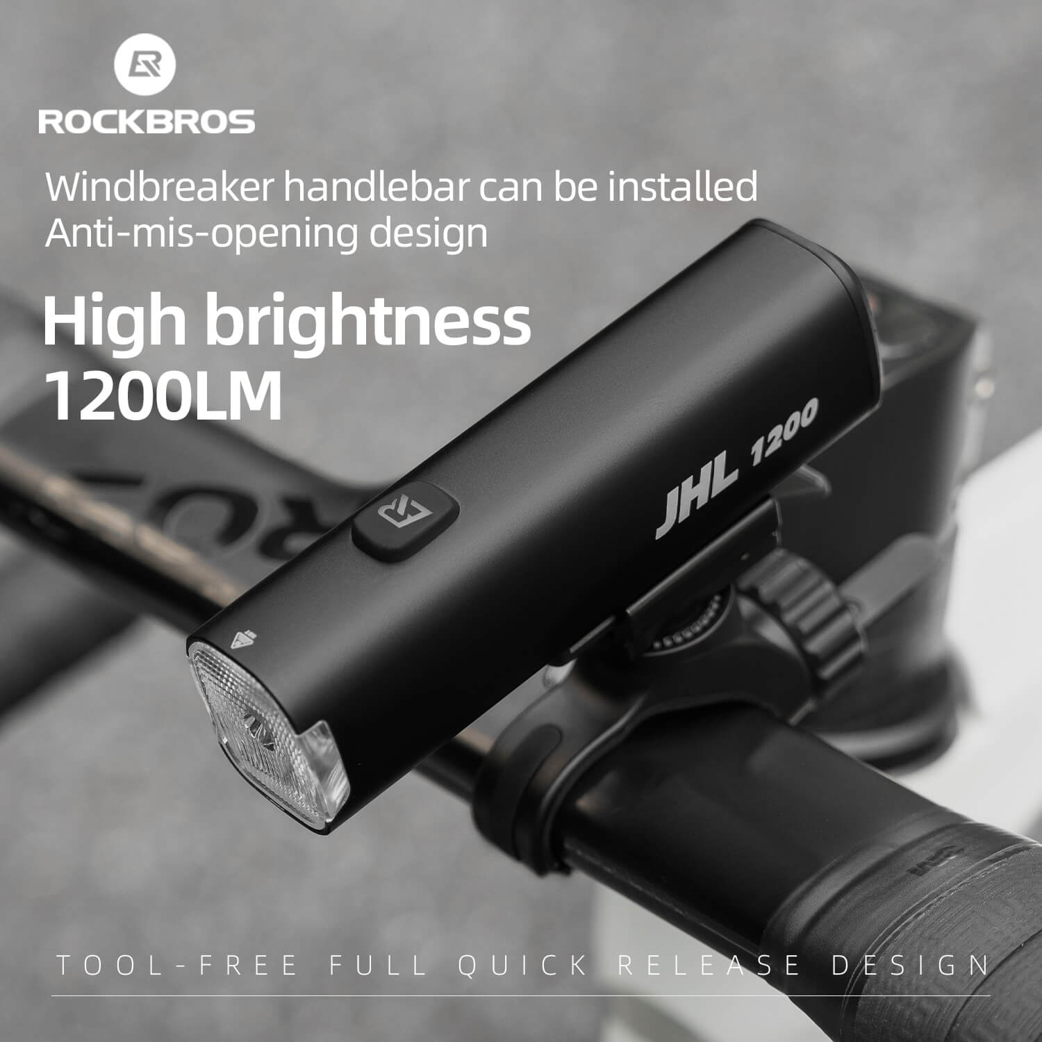 ROCKBROS JHL 1200 lumen bike front light for night riding