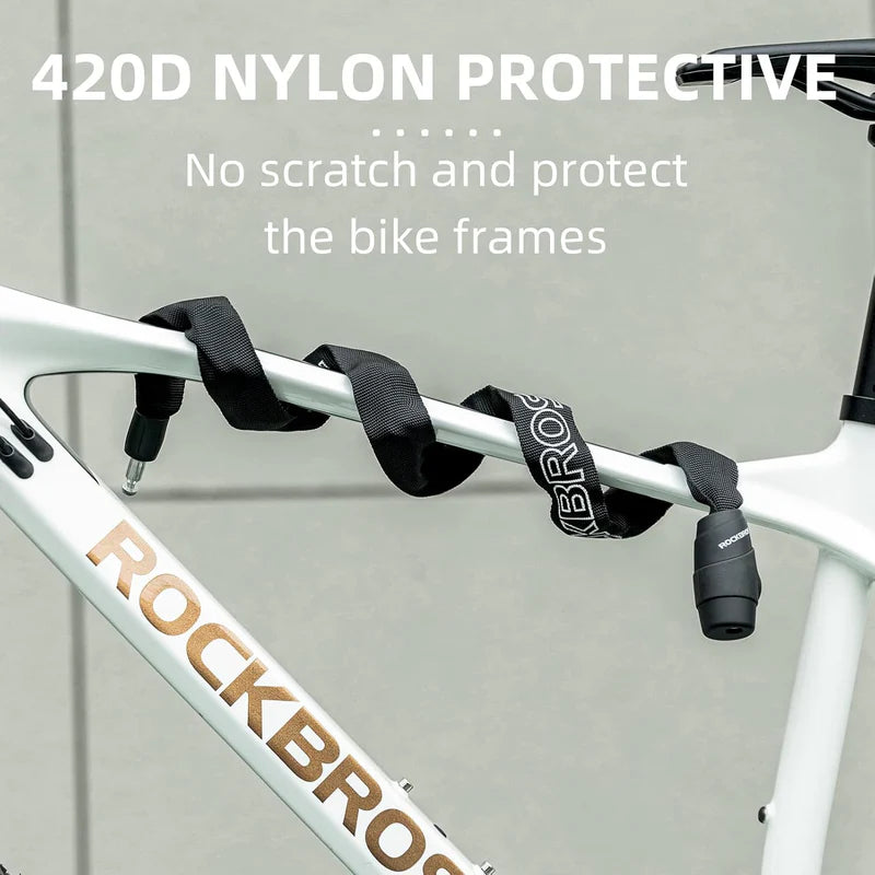 ROCKBROS heavy-duty keyed bike chain lock for anti-theft bicycle security and outdoor parking
#Color_Black