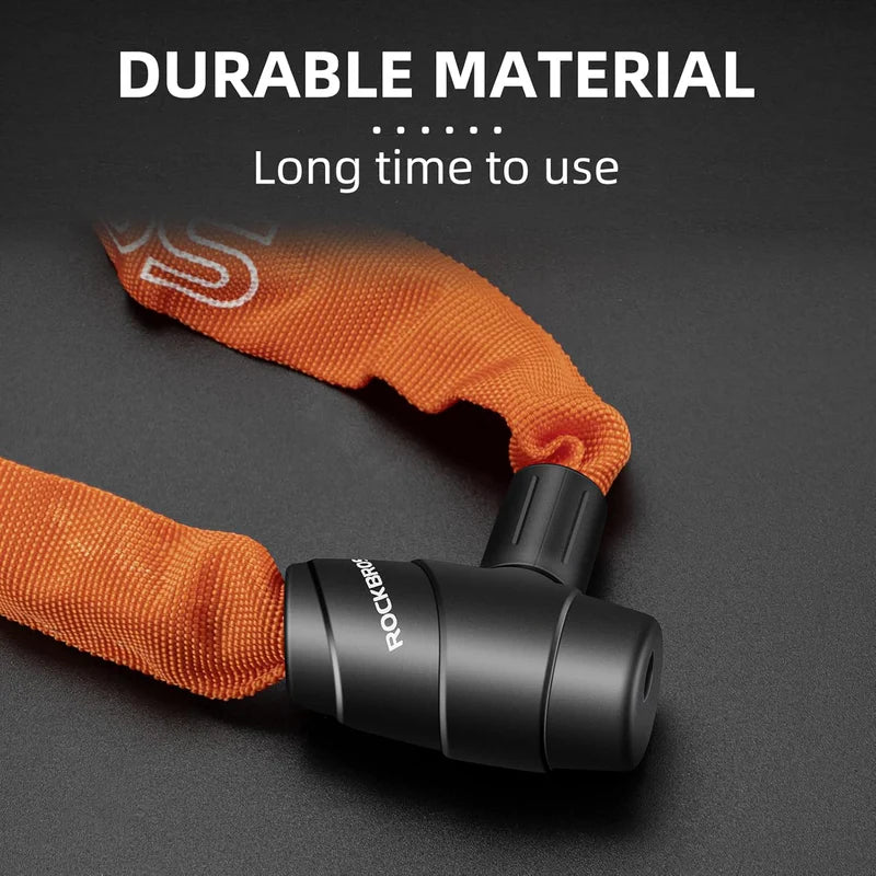 ROCKBROS heavy-duty keyed bike chain lock for anti-theft bicycle security and outdoor parking
#Color_Orange