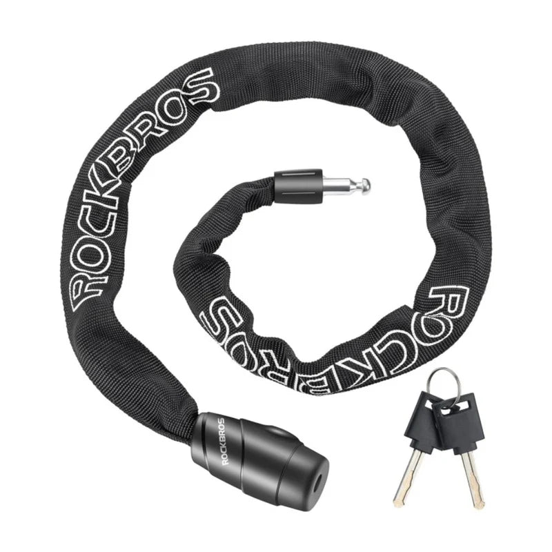 ROCKBROS heavy-duty keyed bike chain lock for anti-theft bicycle security and outdoor parking
#Color_Black