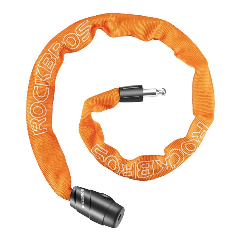 ROCKBROS heavy-duty keyed bike chain lock for anti-theft bicycle security and outdoor parking
#Color_Orange