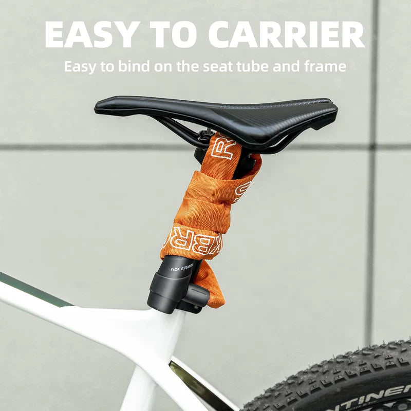 ROCKBROS heavy-duty keyed bike chain lock for anti-theft bicycle security and outdoor parking
#Color_Orange