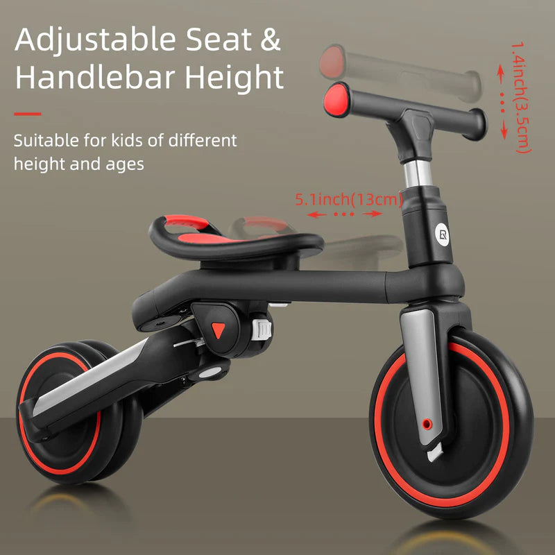 ROCKBROS Kids 3-in-1 Tricycle with Adjustable Seat, EVA Tires, Foldable Design, and Balance Bike Mode for Ages 1–5
#Color_Red