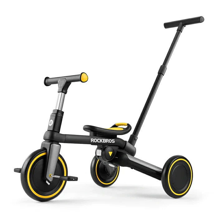 ROCKBROS Kids 3-in-1 Tricycle with Adjustable Seat, EVA Tires, Foldable Design, and Balance Bike Mode for Ages 1–5
#Color_Yellow with Push Handle
