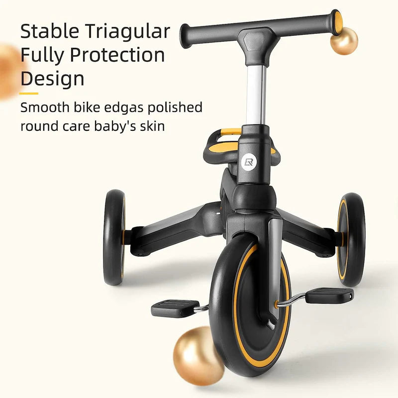 ROCKBROS Kids 3-in-1 Tricycle with Adjustable Seat, EVA Tires, Foldable Design, and Balance Bike Mode for Ages 1–5
#Color_Yellow
