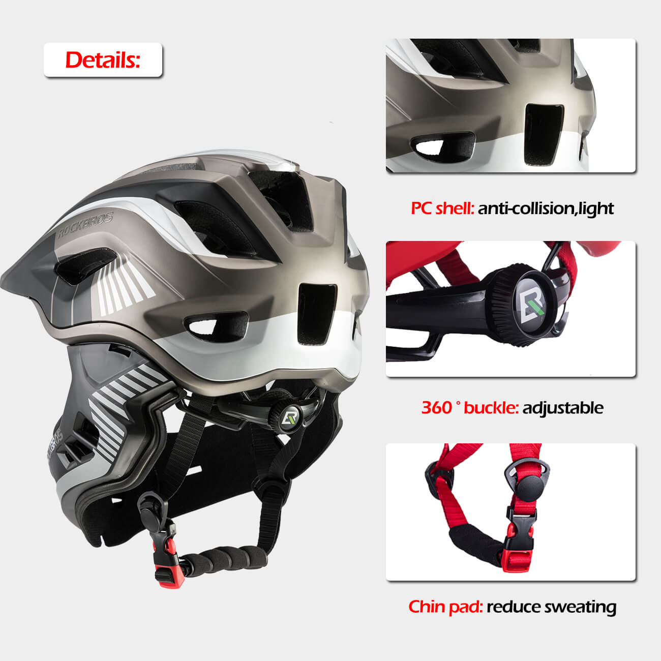 ROCKBROS Kids Bike Helmet – Full Face Safety Protection for Toddlers, Perfect for Cycling Gear
#color_Black Titanium