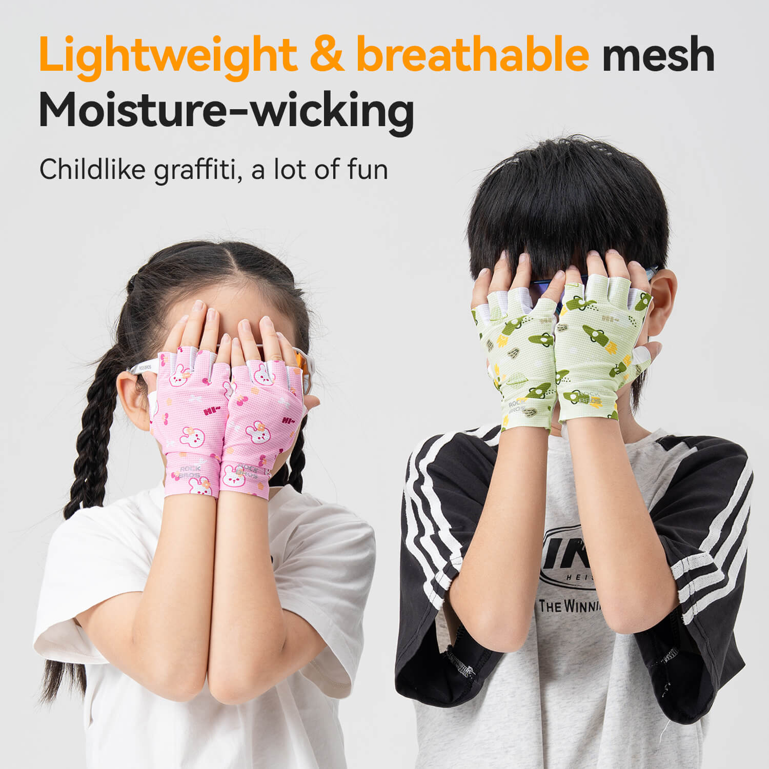 ROCKBROS kids cycling gloves breathable anti slip sports gloves