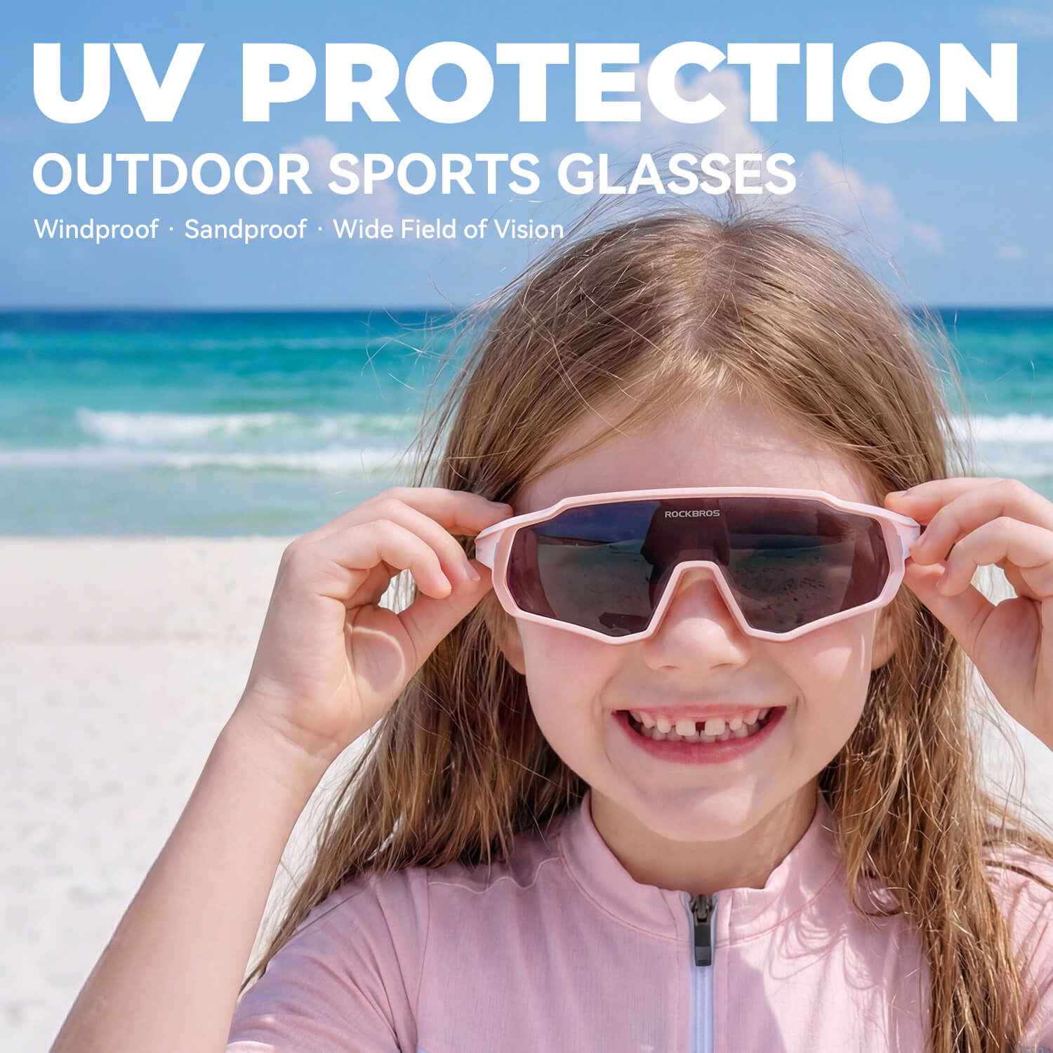 ROCKBROS kids cycling sunglasses with UV400 protection lightweight for outdoor riding