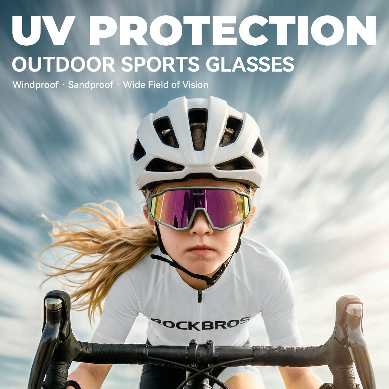 ROCKBROS kids cycling sunglasses with UV400 protection lightweight for outdoor riding