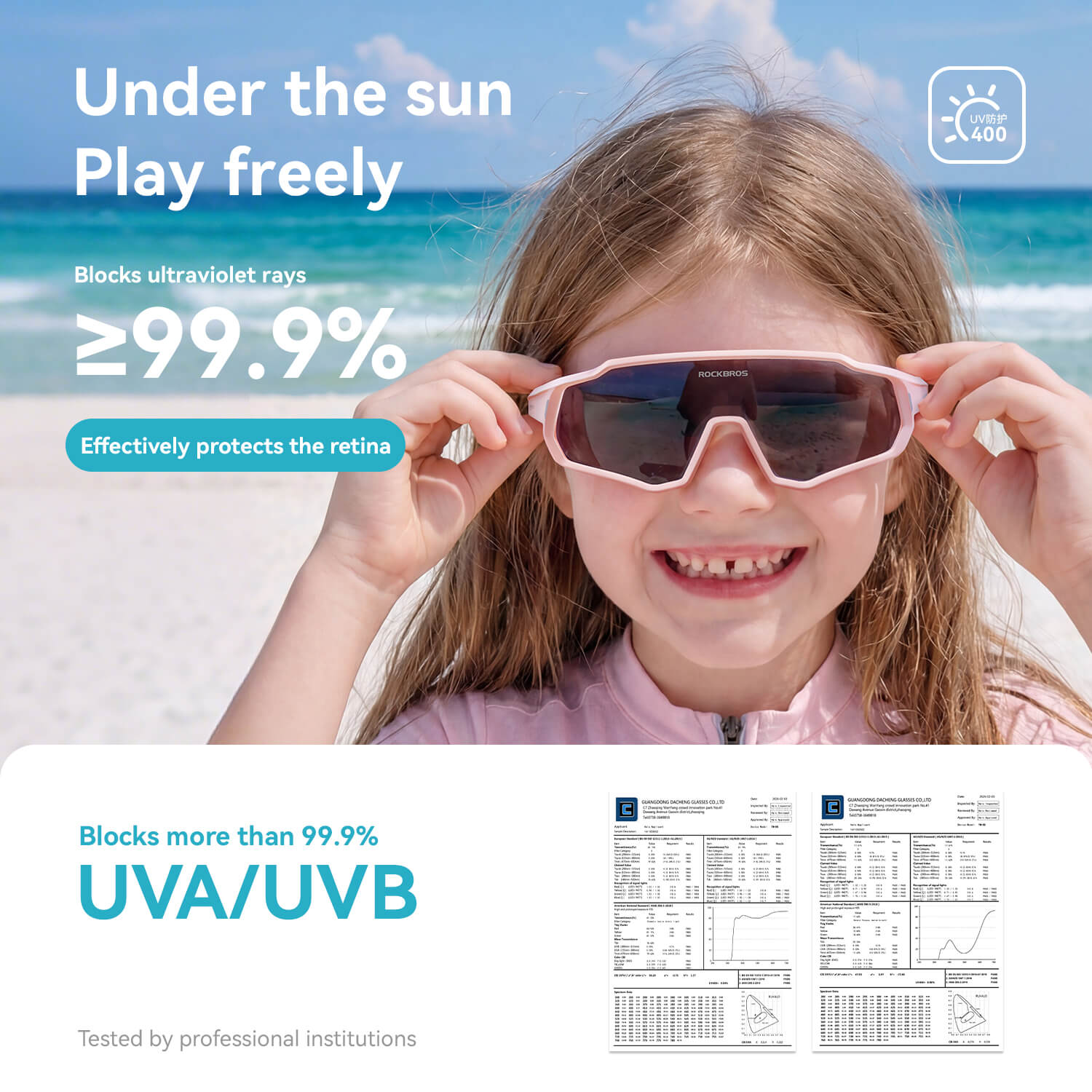 ROCKBROS kids cycling sunglasses with UV400 protection lightweight for outdoor riding