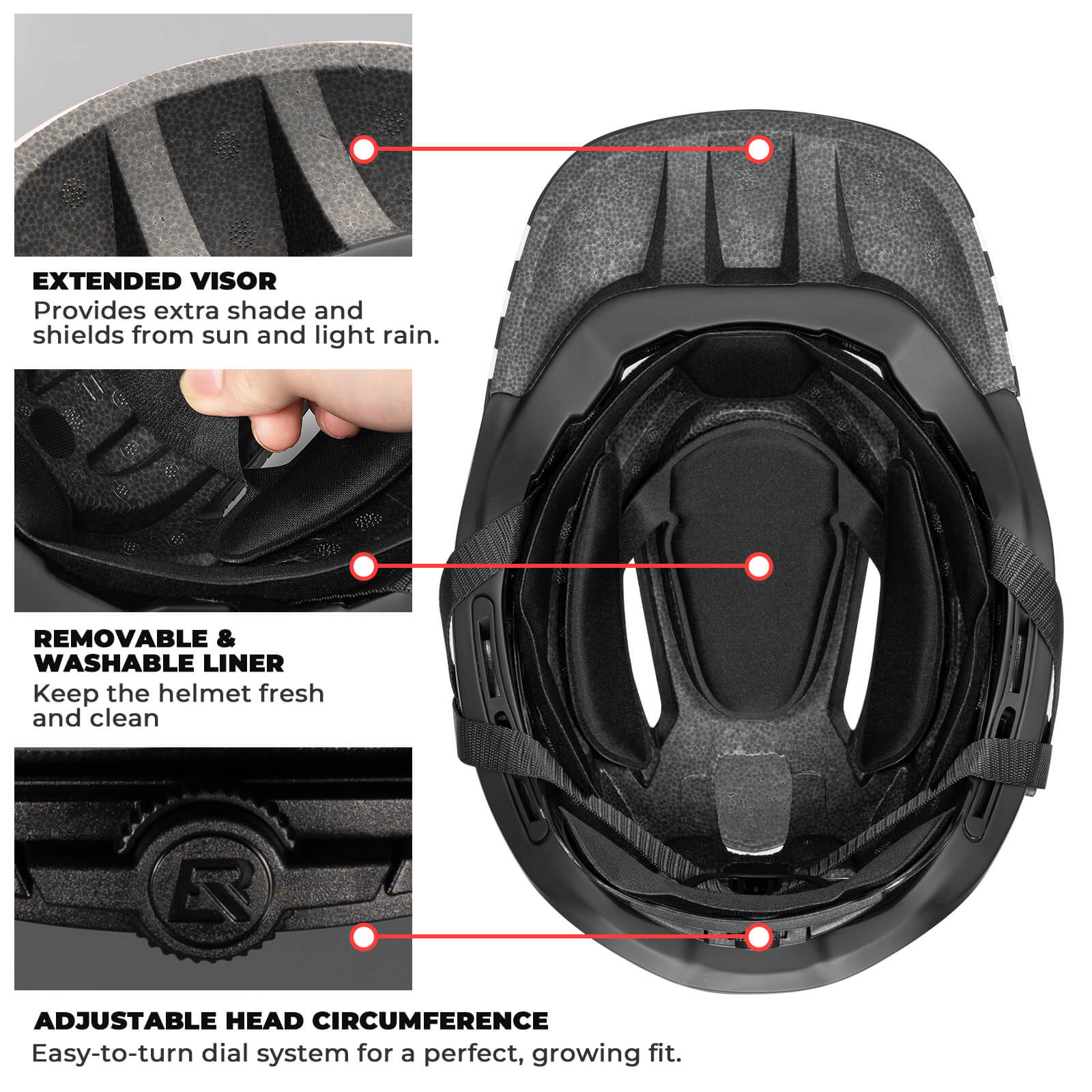 ROCKBROS kids detachable full face bike helmet, lightweight and adjustable for safe cycling and outdoor sports