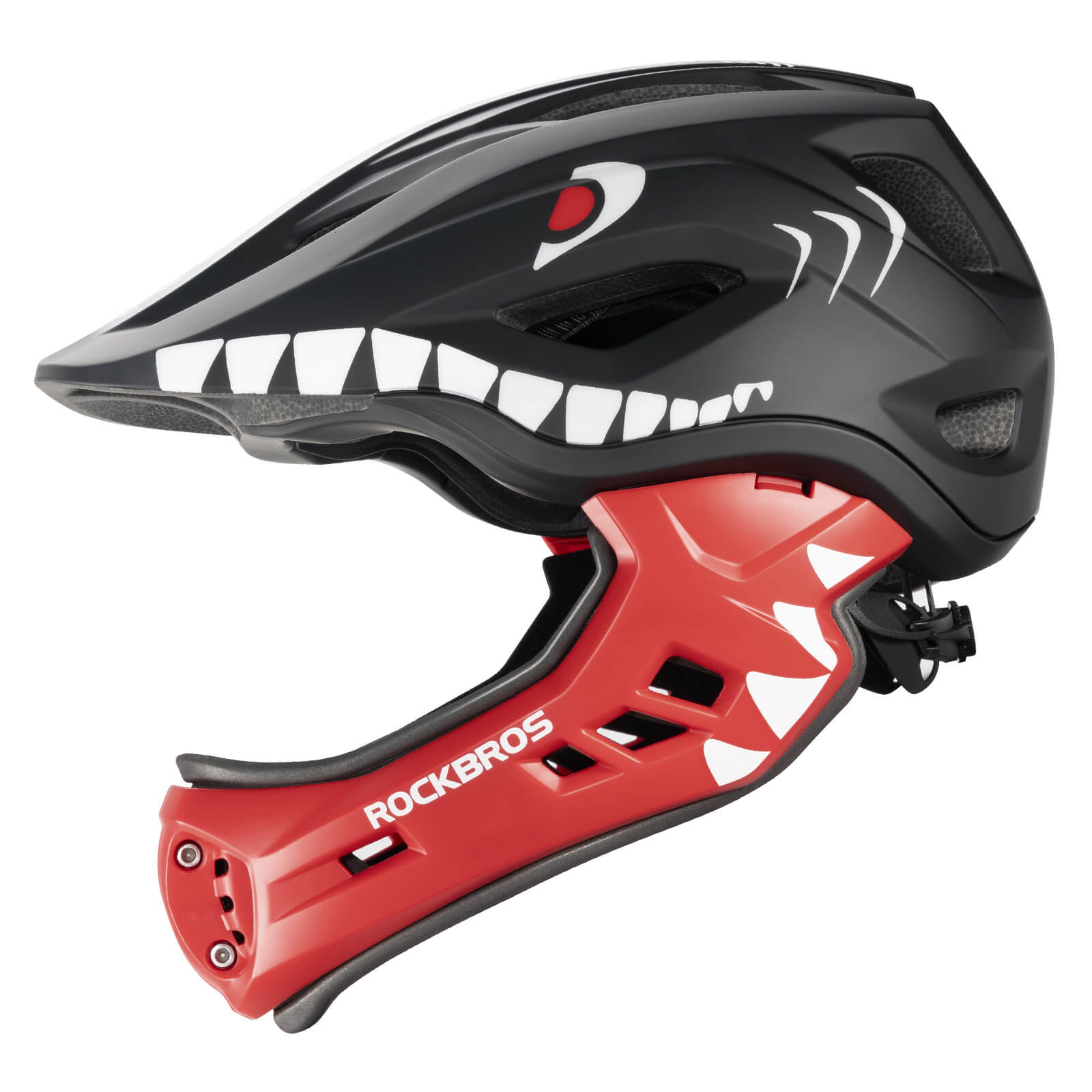 ROCKBROS kids detachable full face bike helmet, lightweight and adjustable for safe cycling and outdoor sports
#Color_Black