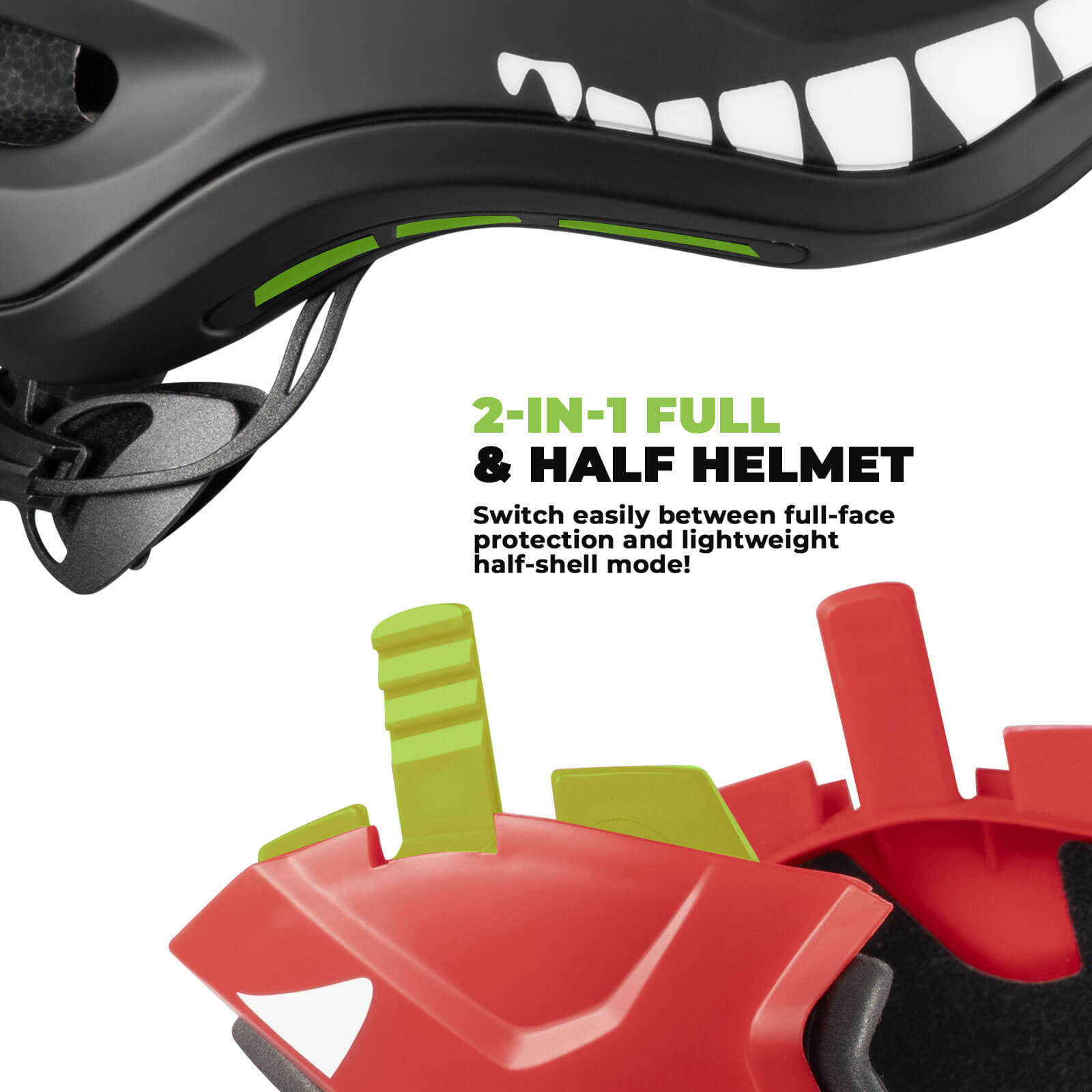 ROCKBROS kids detachable full face bike helmet, lightweight and adjustable for safe cycling and outdoor sports
#Color_Black
