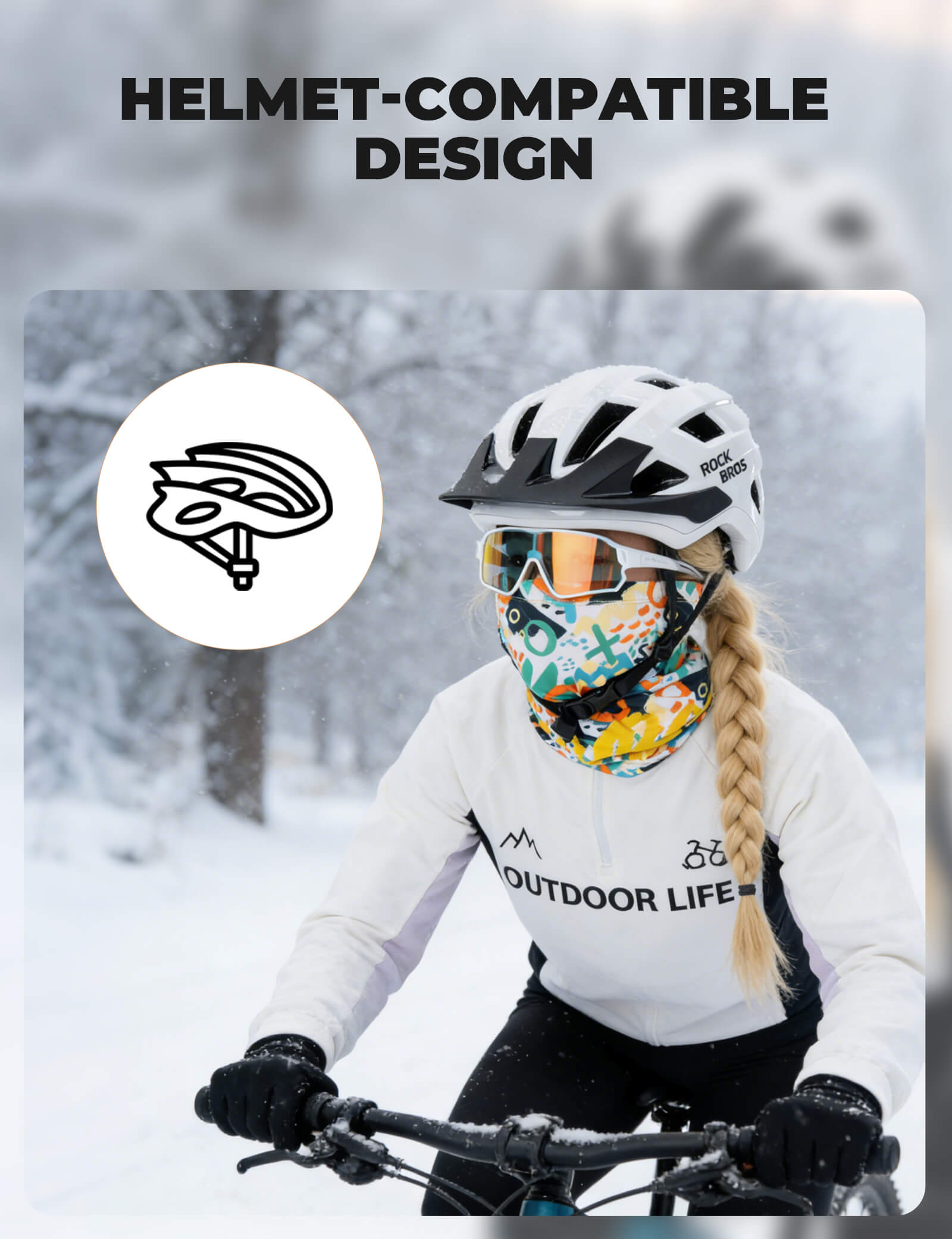 ROCKBROS kids fleece face cover and neck gaiter for winter outdoor activities