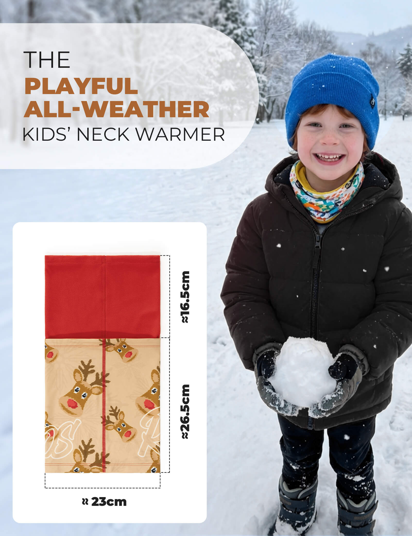 ROCKBROS kids fleece face cover and neck gaiter for cold weather