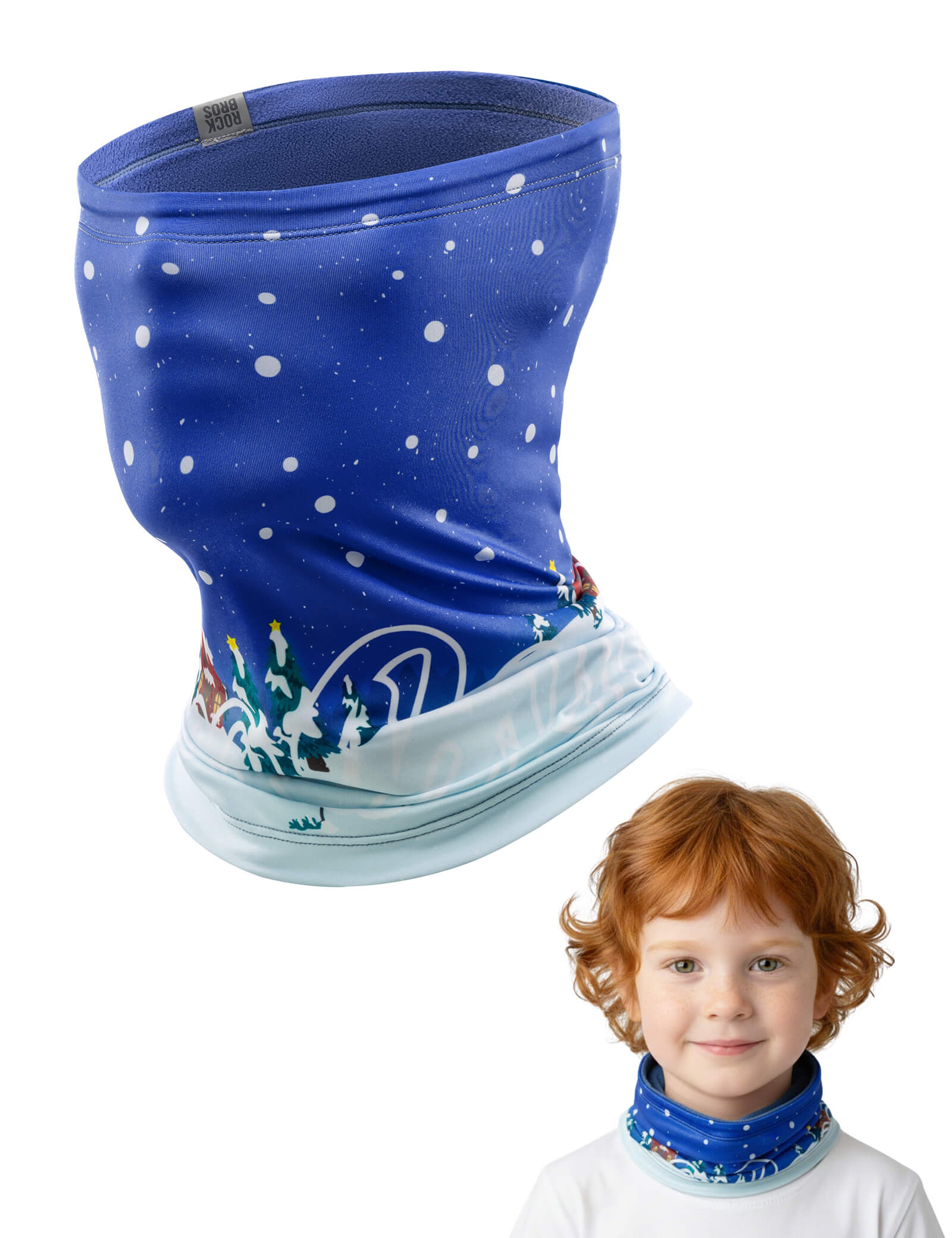 ROCKBROS kids fleece face cover and neck gaiter for cold weather
#Color_Blue