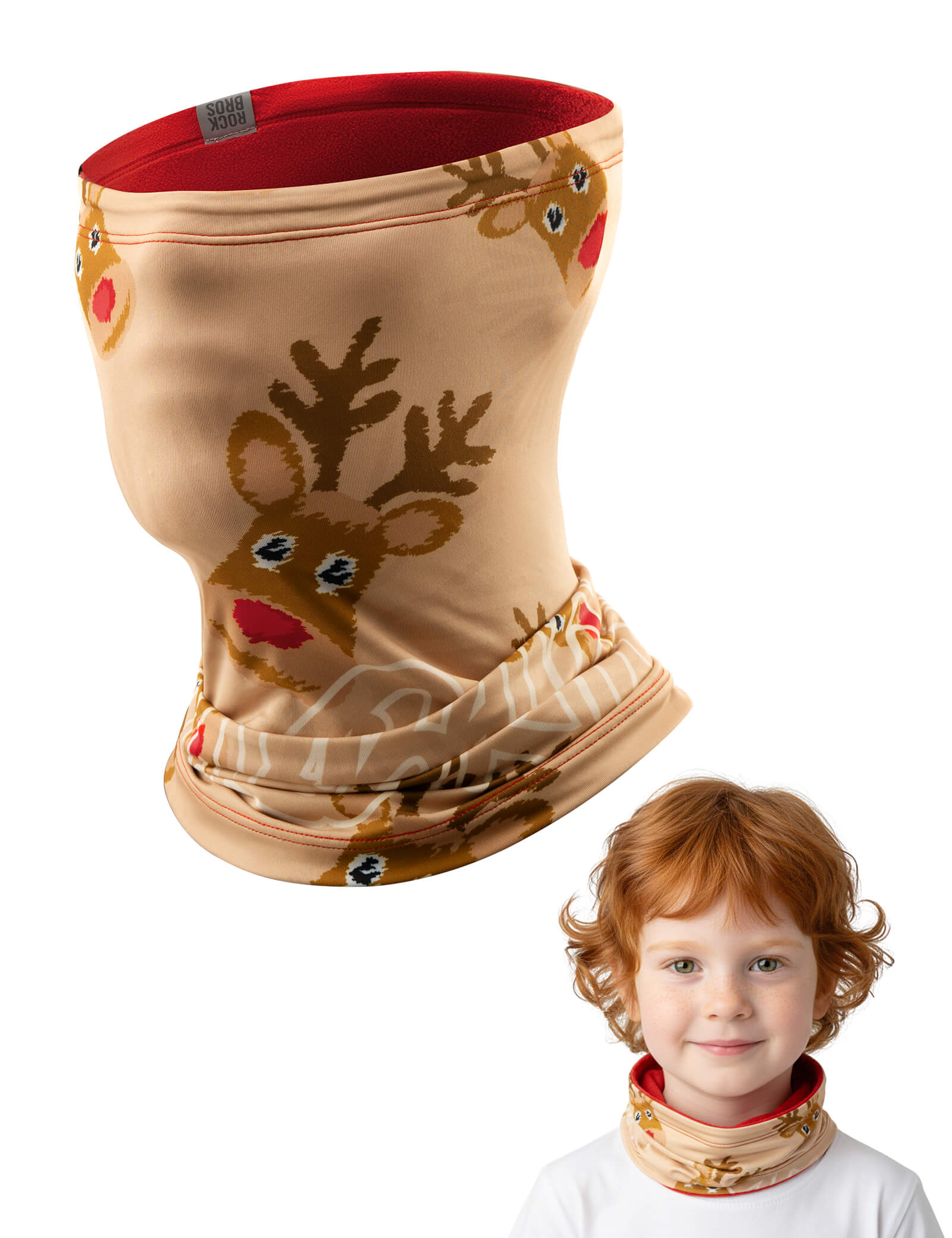 ROCKBROS kids fleece face cover and neck gaiter for cold weather
#Color_Brown