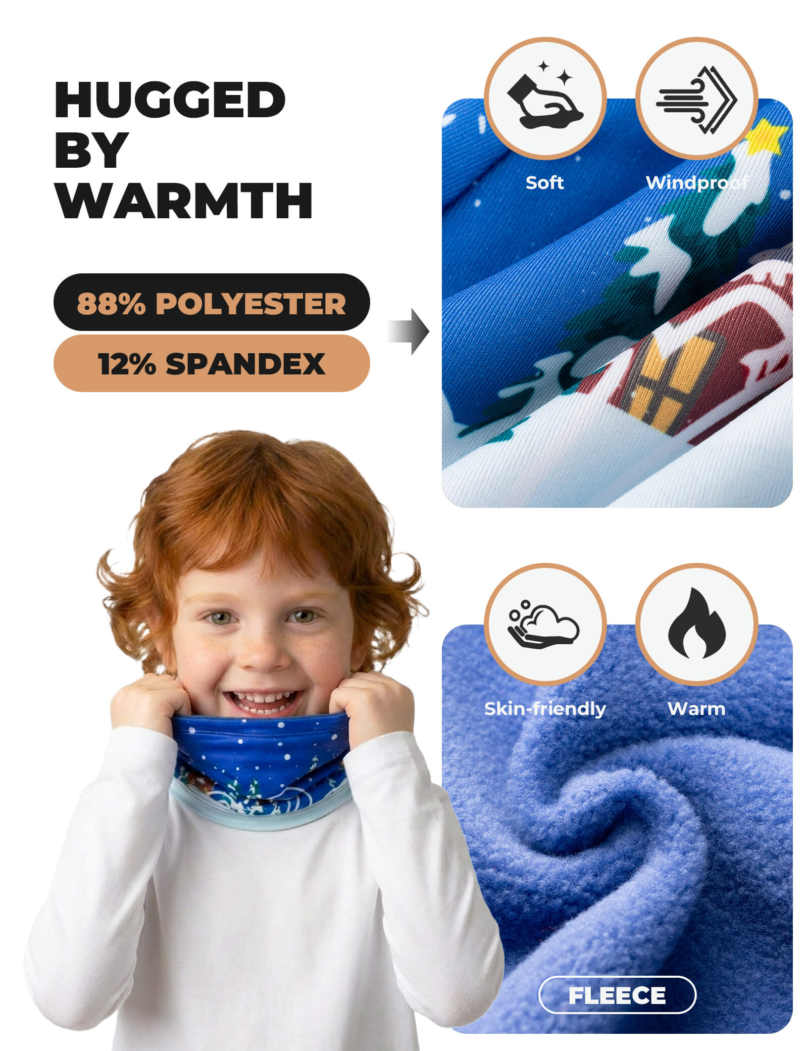 ROCKBROS kids fleece face cover and neck gaiter for cold weather
#Color_Blue