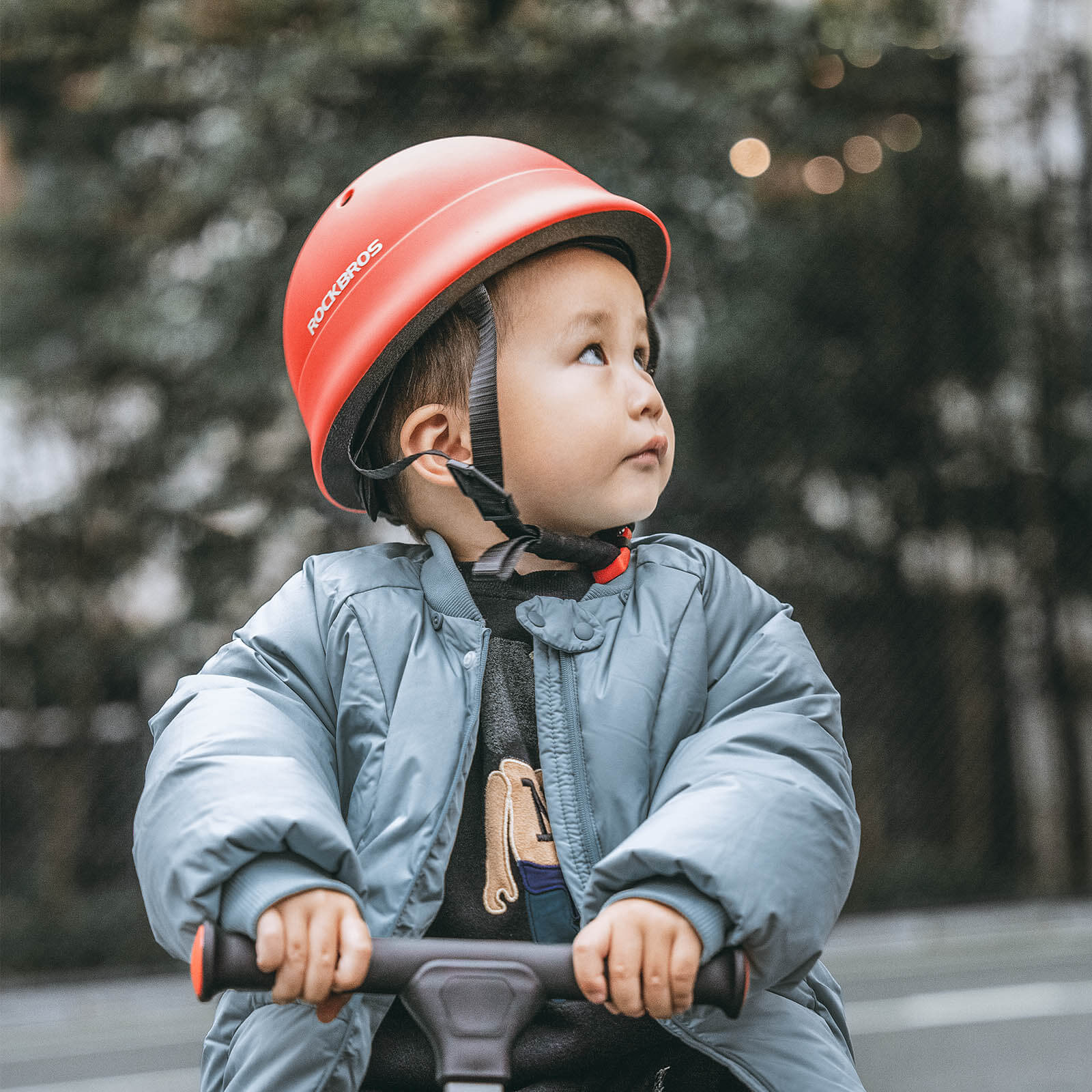 ROCKBROS kids lightweight bike helmet for ages 2-5 with adjustable fit, breathable ventilation
#Color_Red