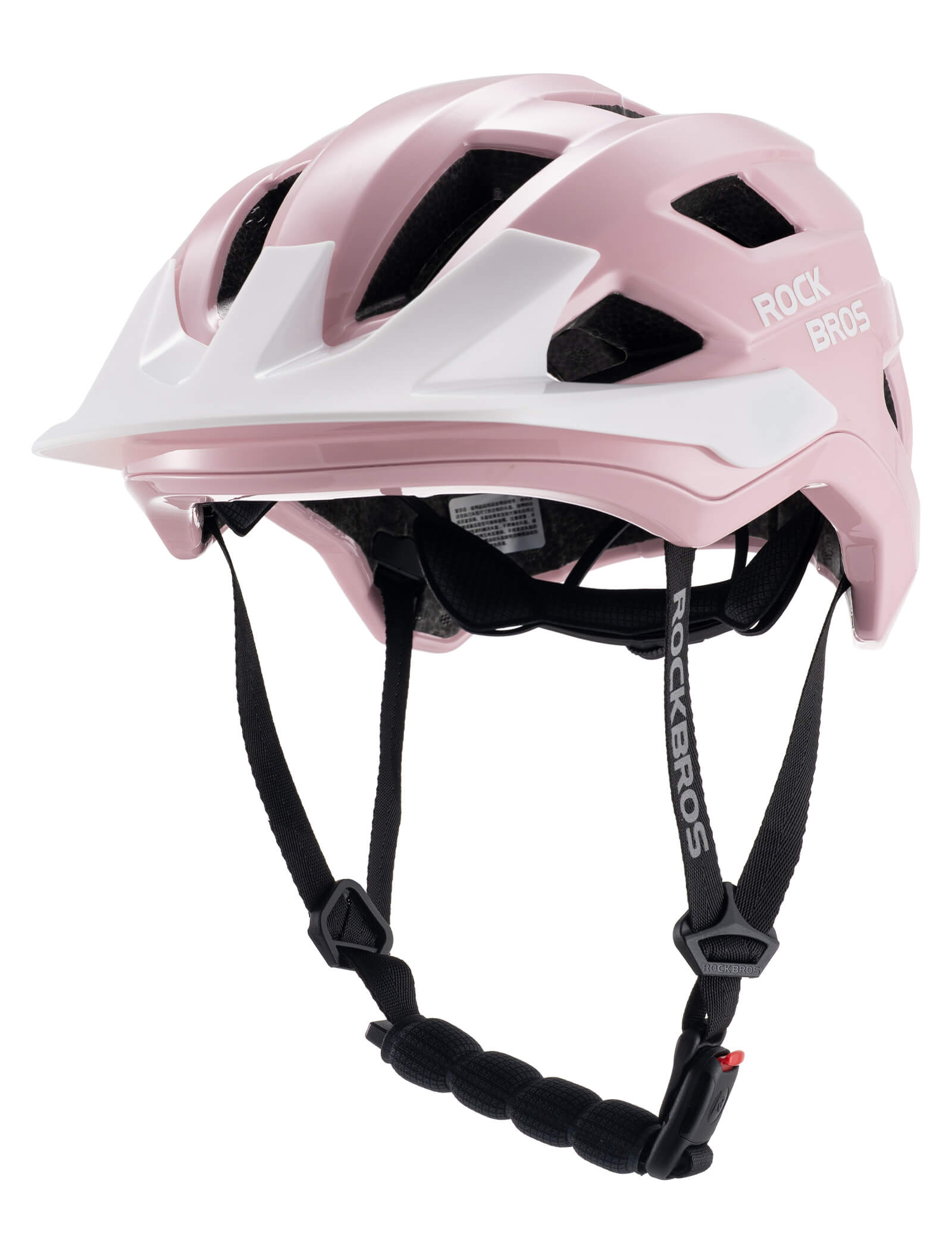 ROCKBROS kids mountain bike helmet front view with adjustable fit, antibacterial lining, and ventilation for safe cycling
#Color_Pink
