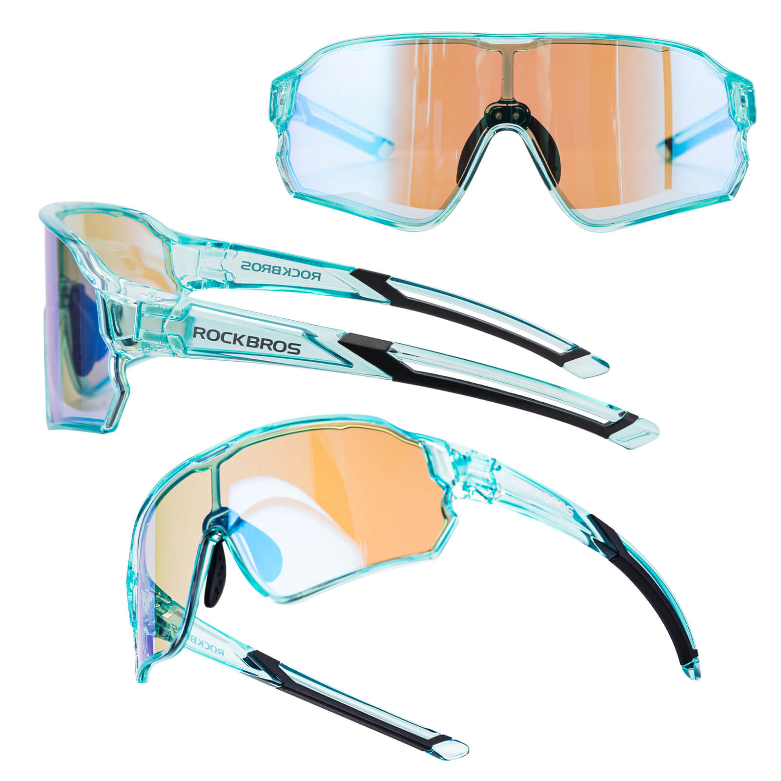 ROCKBROS Kids Photochromic Cycling Sunglasses with UV400 Protection for Outdoor
#Color_Transparent Blue