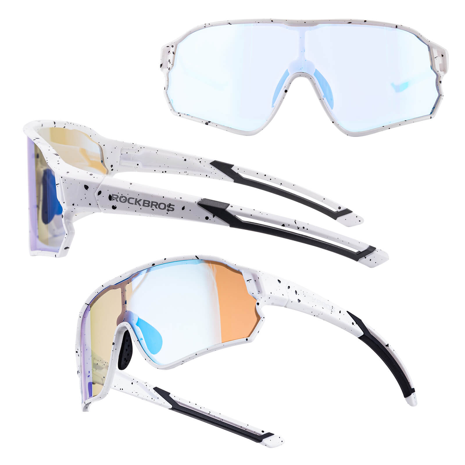 ROCKBROS Kids Photochromic Cycling Sunglasses with UV400 Protection for Outdoor
#Color_Speckled White