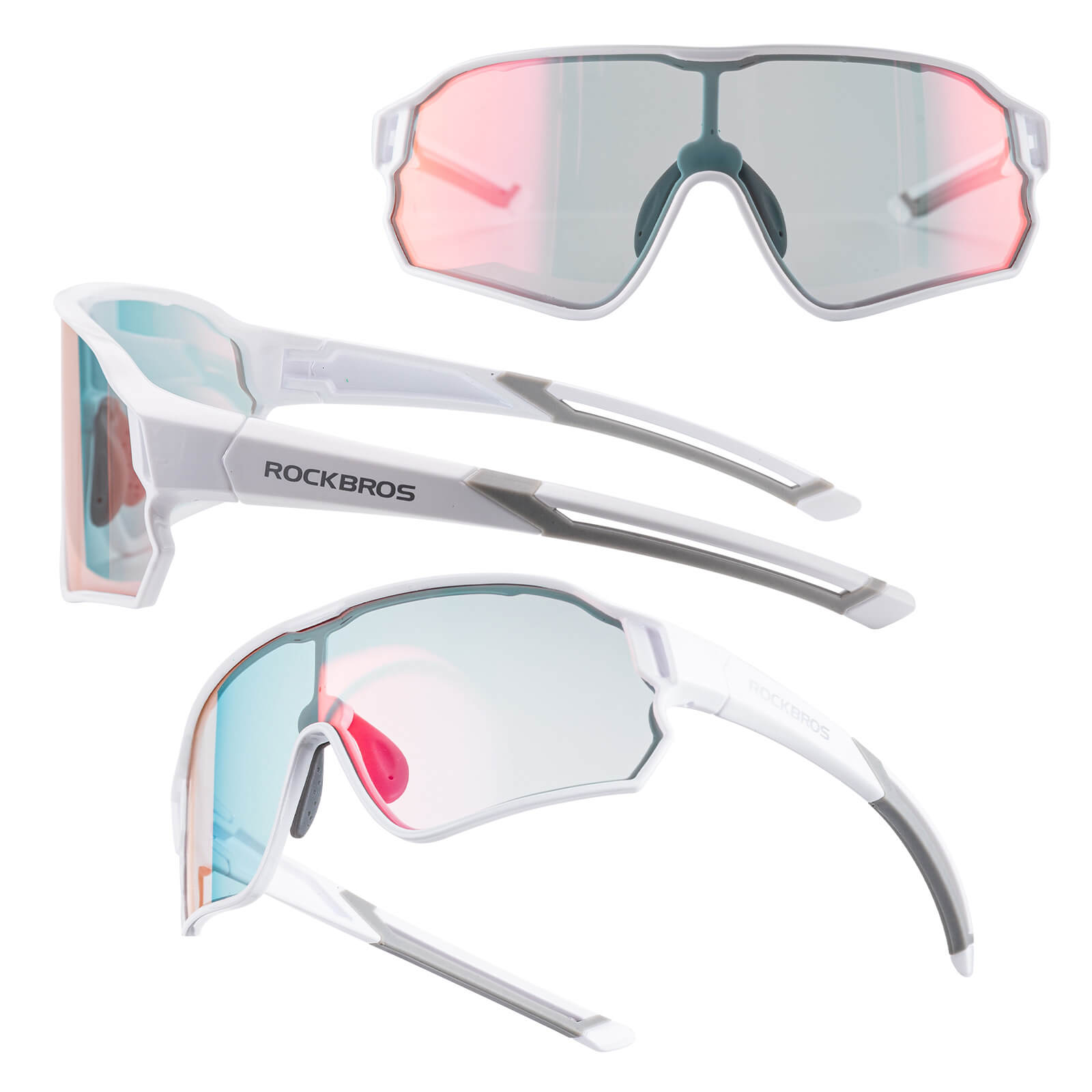 ROCKBROS Kids Photochromic Cycling Sunglasses with UV400 Protection for Outdoor
#Color_White