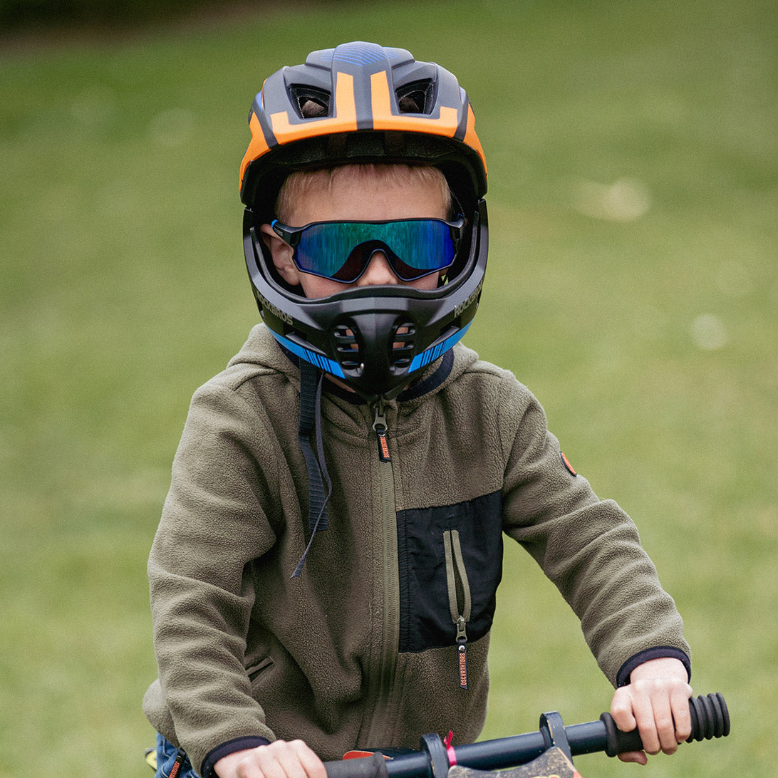 ROCKBROS kids bicycle helmet shown in real-life use