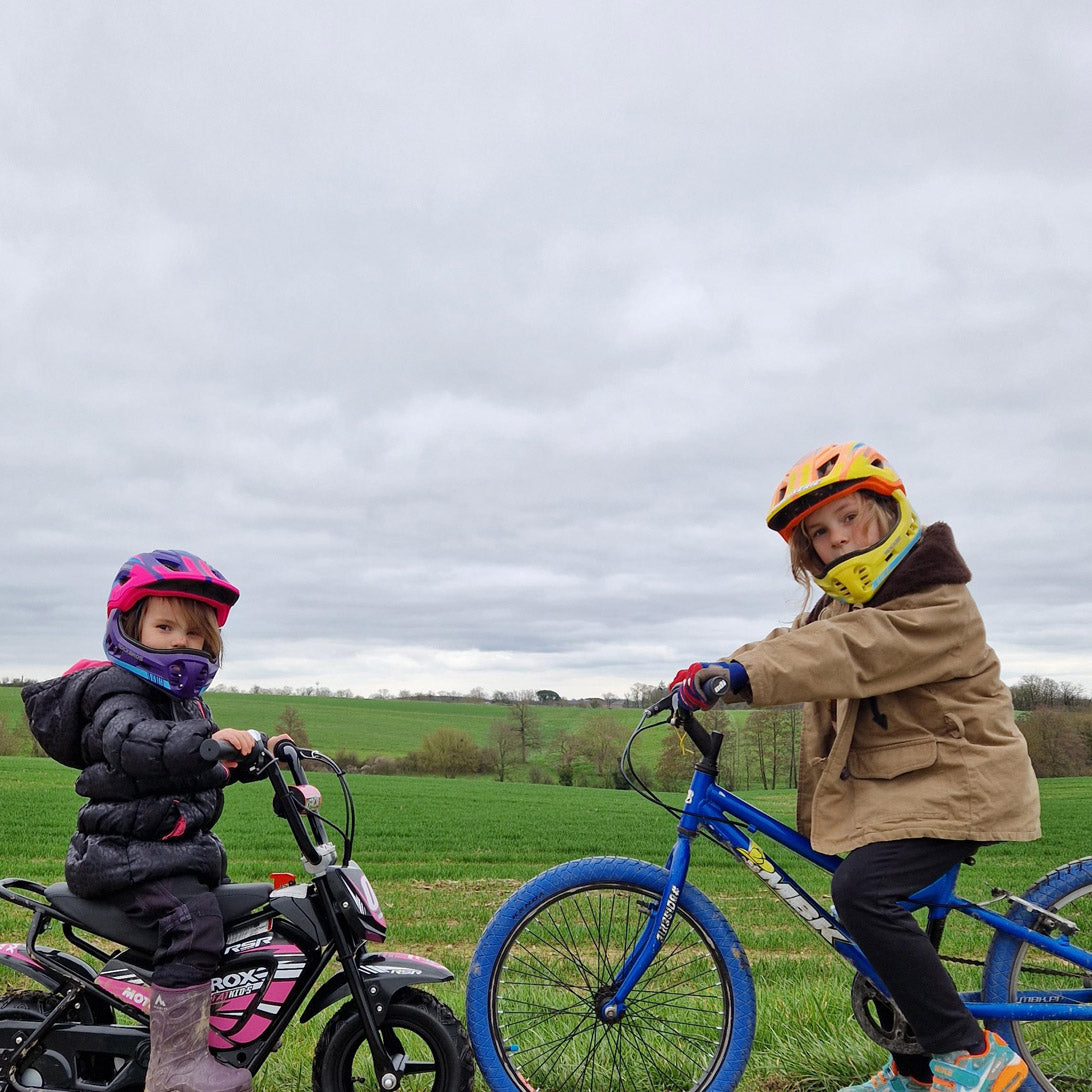 ROCKBROS kids bicycle helmet shown in real-life use
