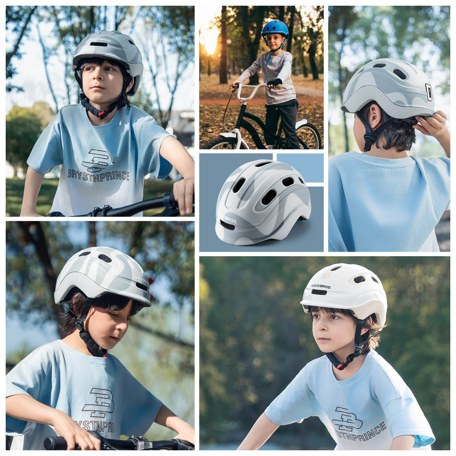 ROCKBROS kids and youth bike helmet with antibacterial liner, lightweight design