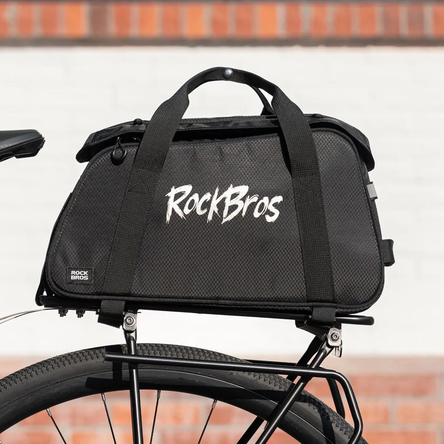 rockbros large capacity bike rear rack bag backpack 10.5l with eva support helmet net rain cover for cycling