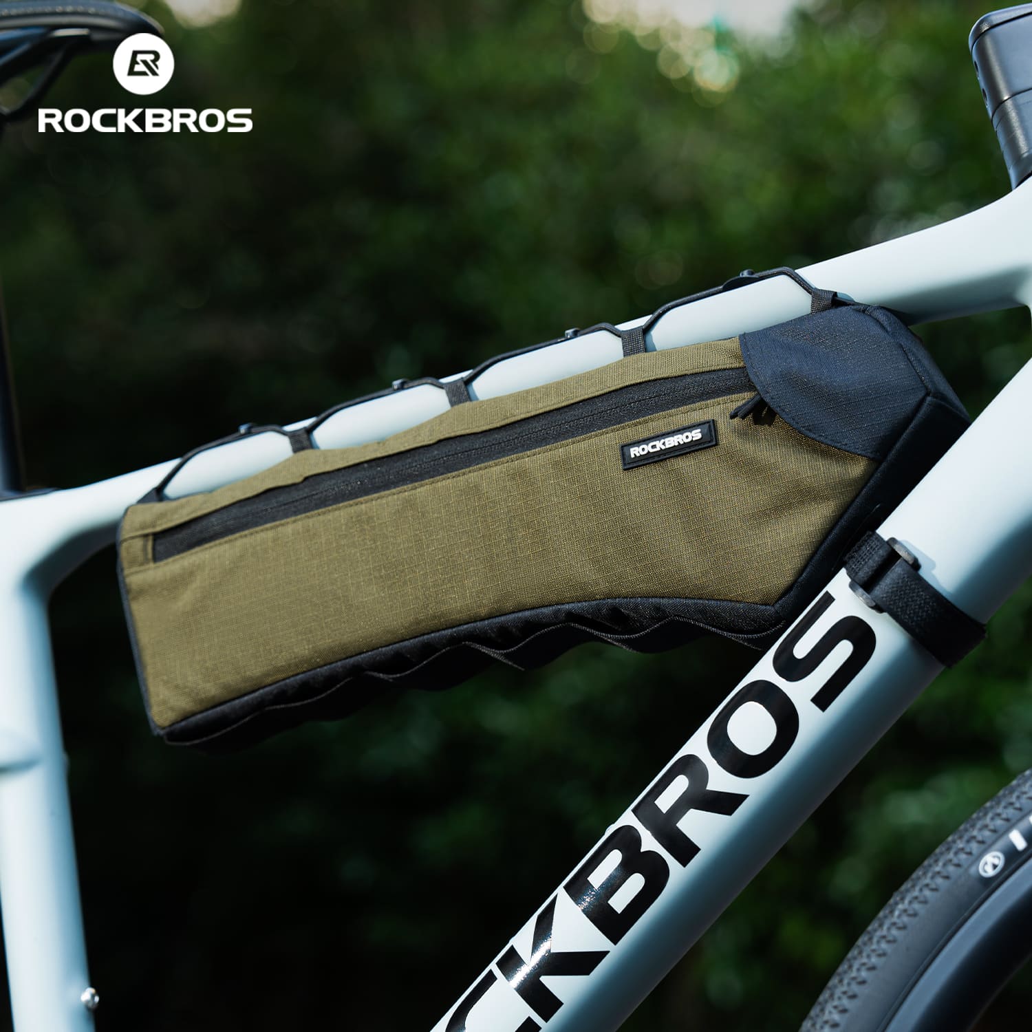 ROCKBROS 1.9L Bike Triangle Bag, Low-drag Streamlined Top Tube Bag with Organized Compartments for Long-distance Cycling