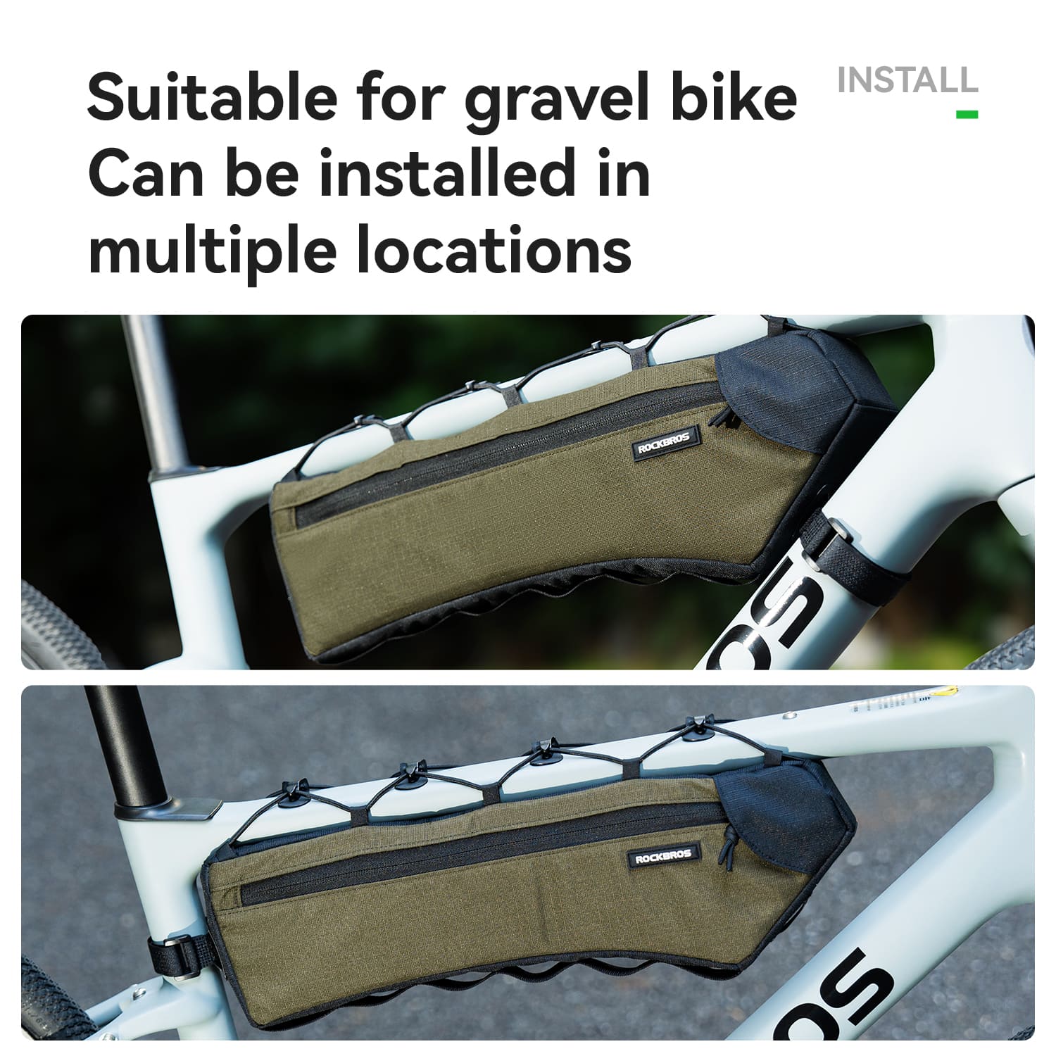 ROCKBROS 1.9L Bike Triangle Bag, Low-drag Streamlined Top Tube Bag with Organized Compartments for Long-distance Cycling