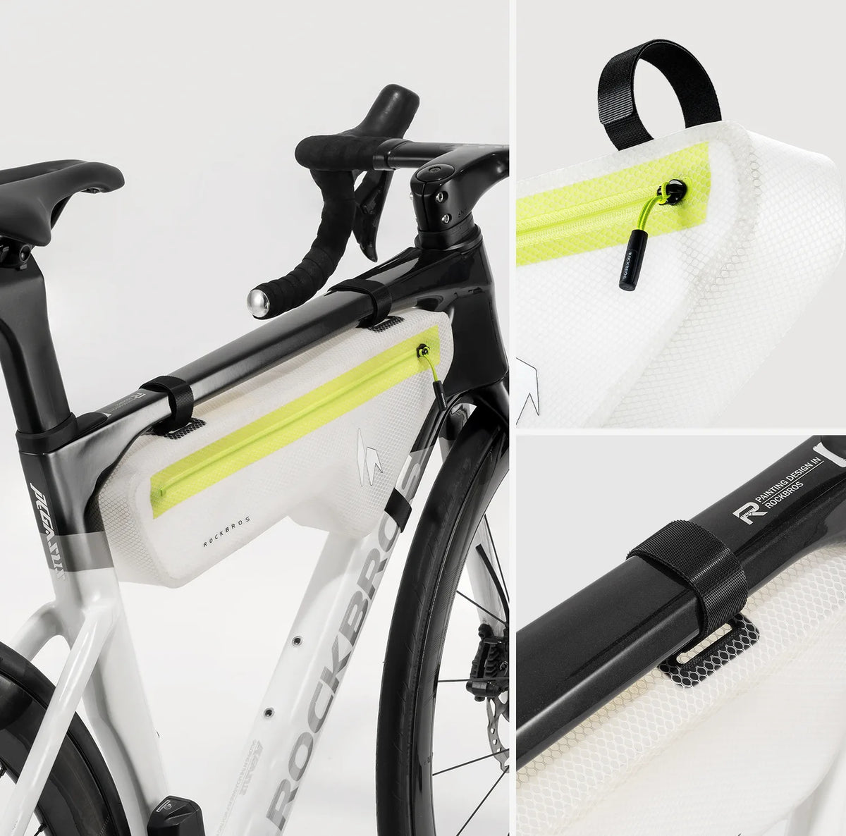 ROCKBROS Light Chaser 2.4L waterproof down tube bag mounted on a bicycle frame