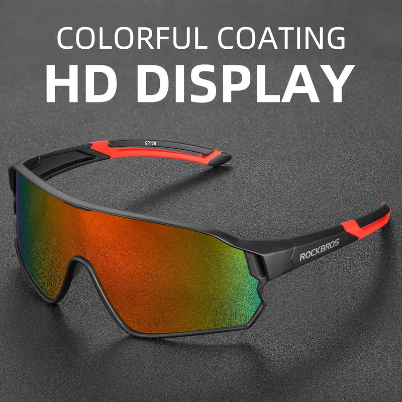 ROCKBROS cycling sunglasses polarized with UV protection for outdoor riding
#Color_Red