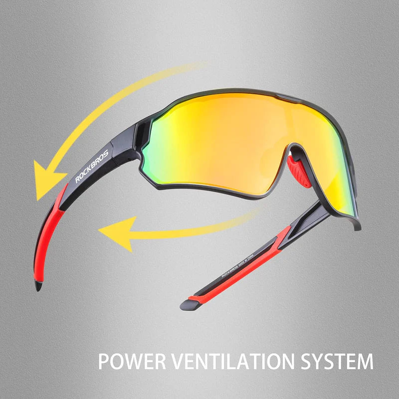 ROCKBROS cycling sunglasses polarized with UV protection for outdoor riding
#Color_Red