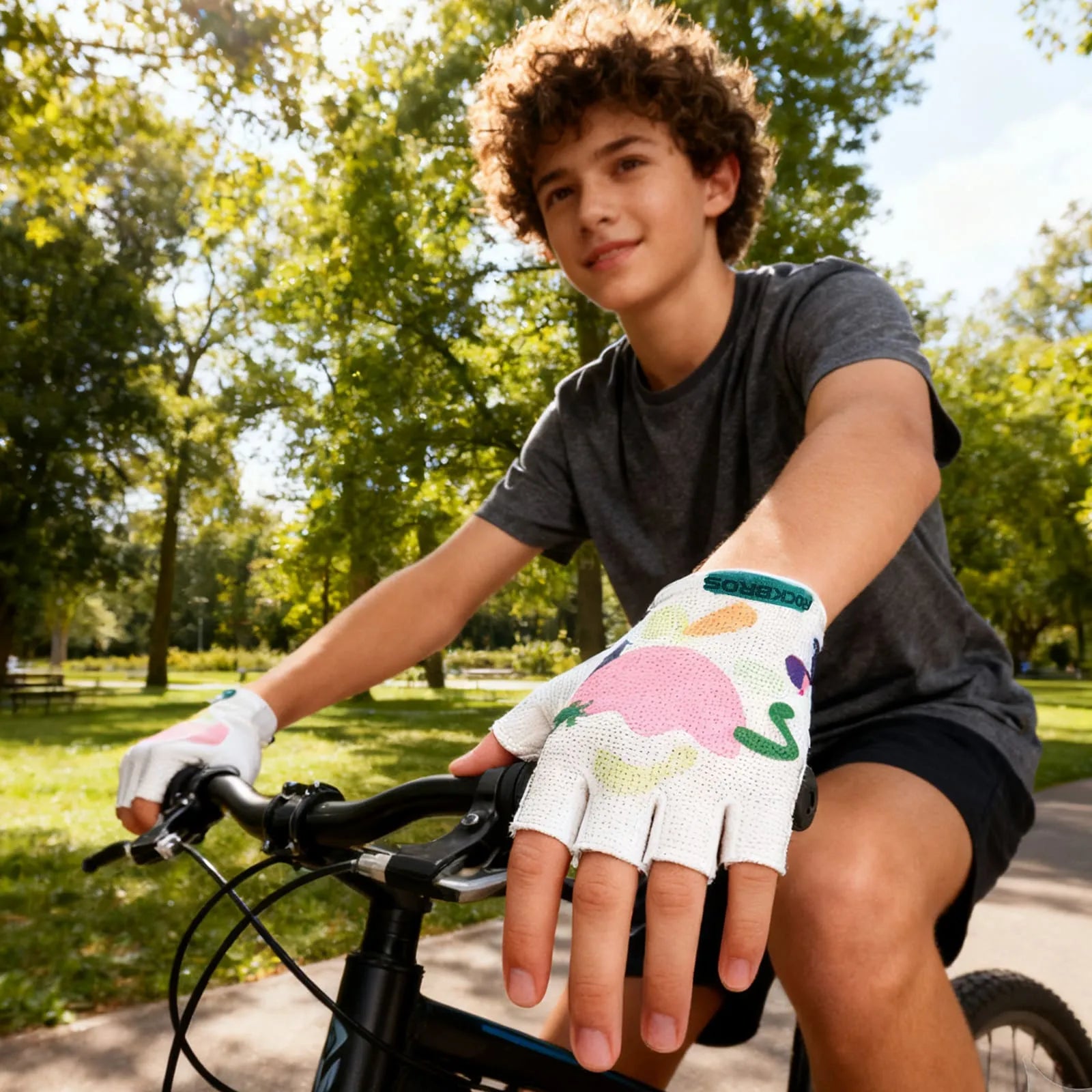 rockbros lightweight half finger cycling gloves breathable anti-slip shock absorbing for commuting training