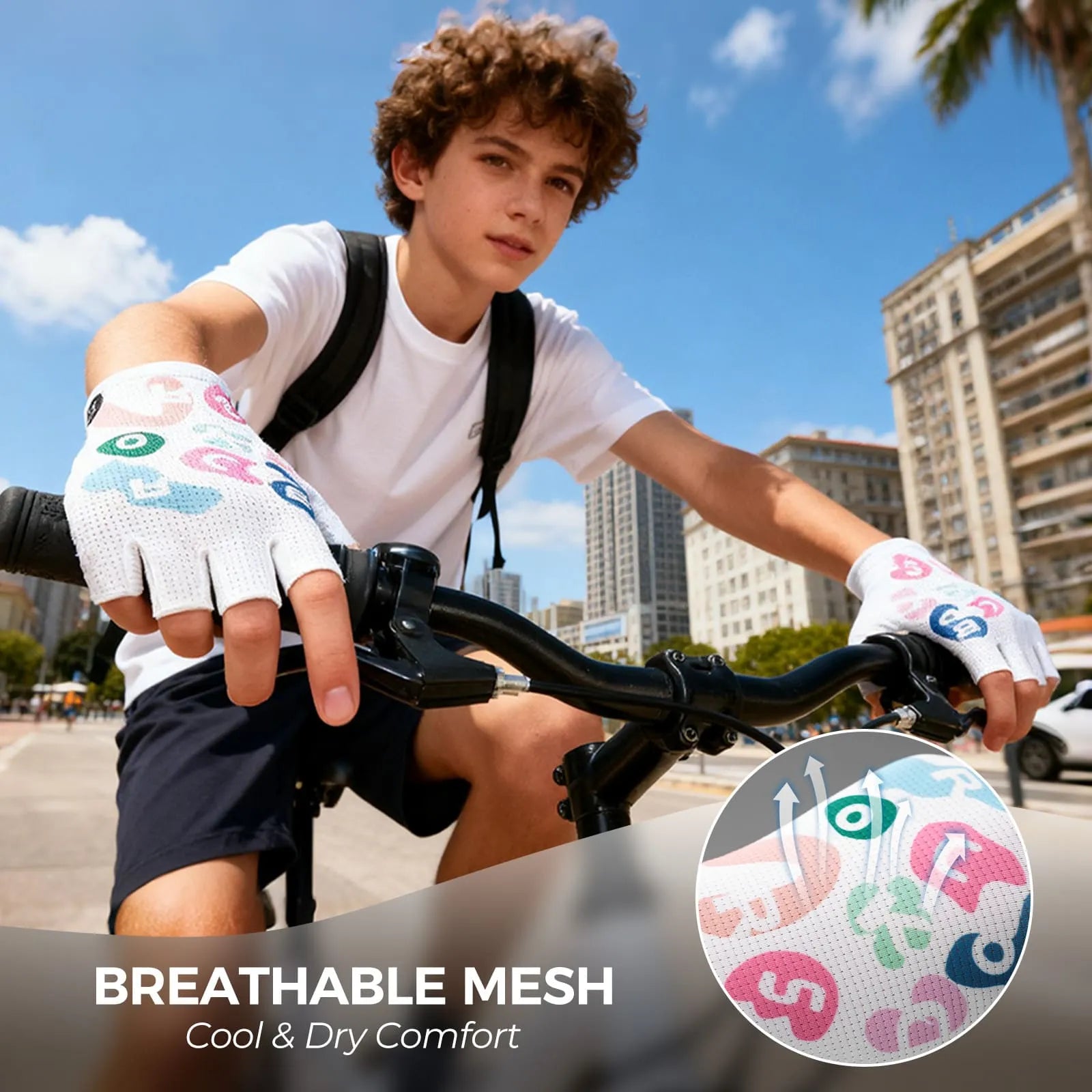 rockbros lightweight half finger cycling gloves breathable anti-slip shock absorbing for commuting training