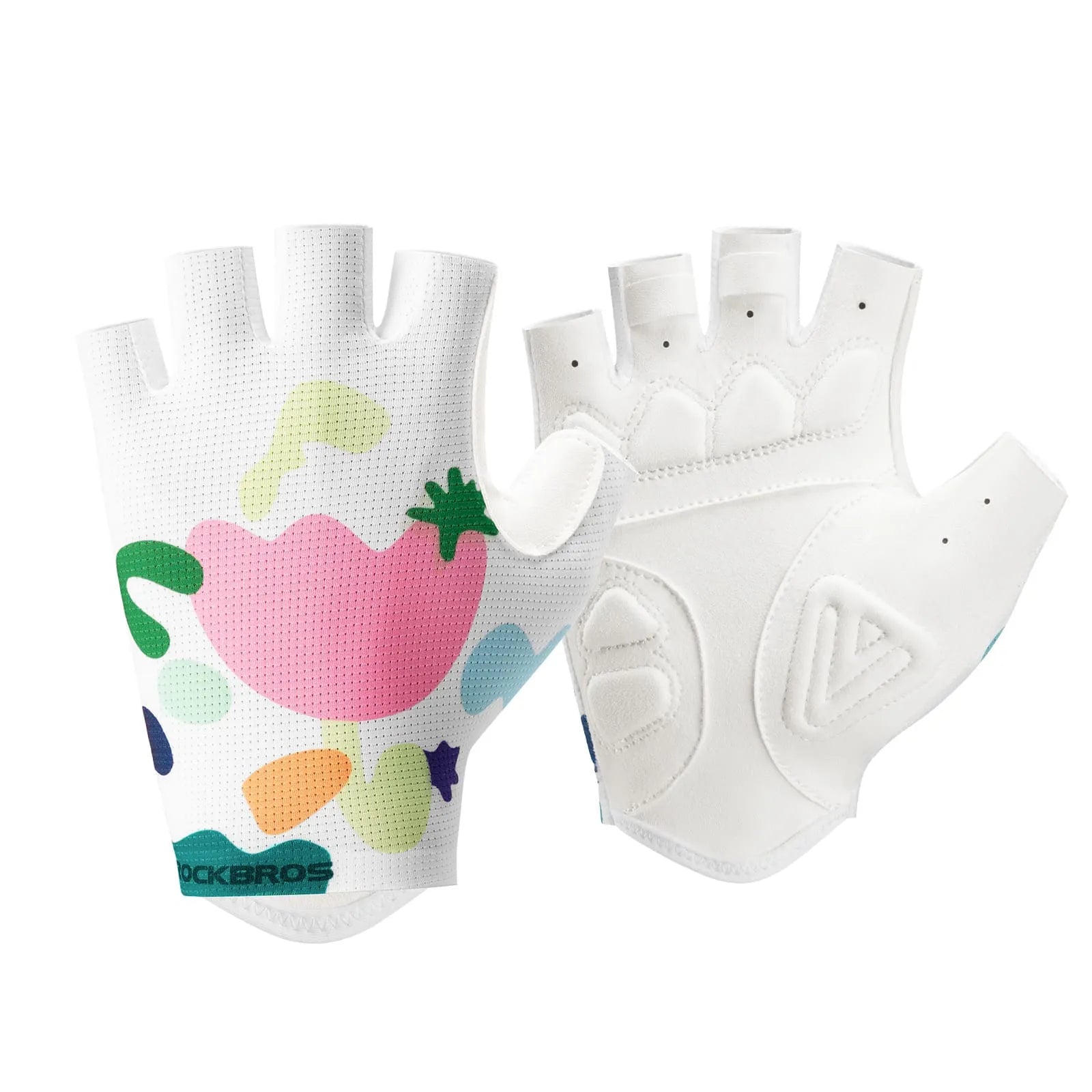 rockbros lightweight half finger cycling gloves breathable anti-slip shock absorbing for commuting training
#Style_Colorful Flowers