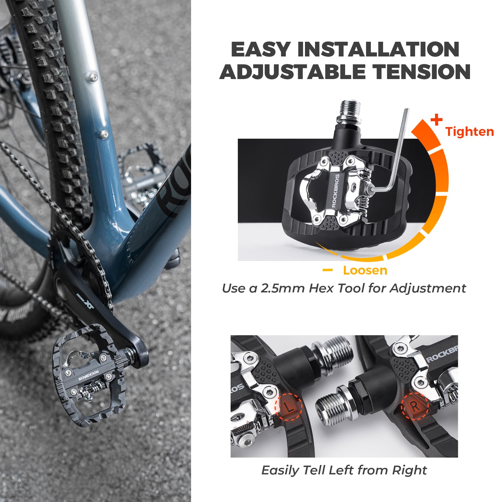 ROCKBROS Lightweight Dual-Mode Bike Pedals with Sealed Bearings for Mountain Bikes