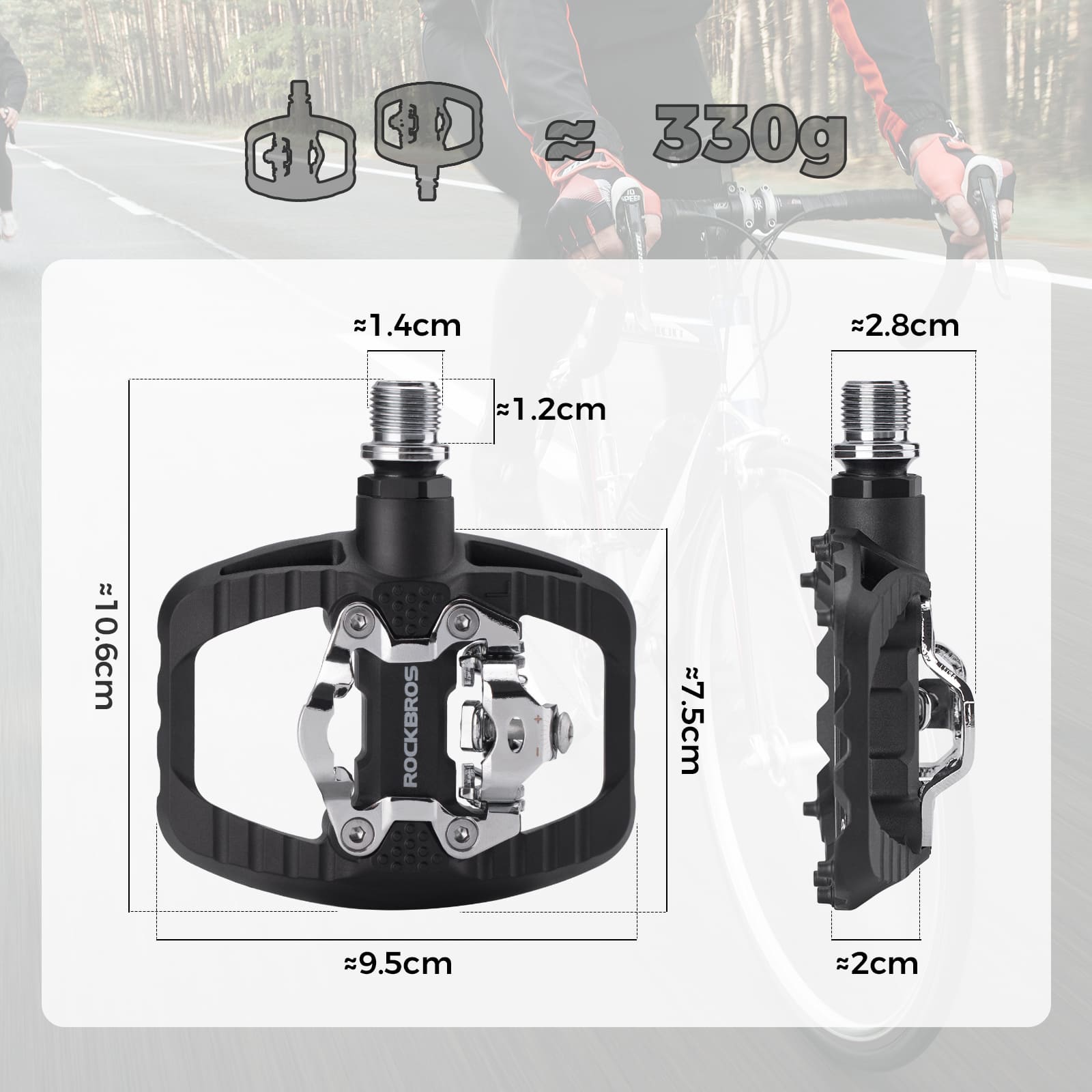 ROCKBROS Lightweight Dual-Mode Bike Pedals with Sealed Bearings for Mountain Bikes