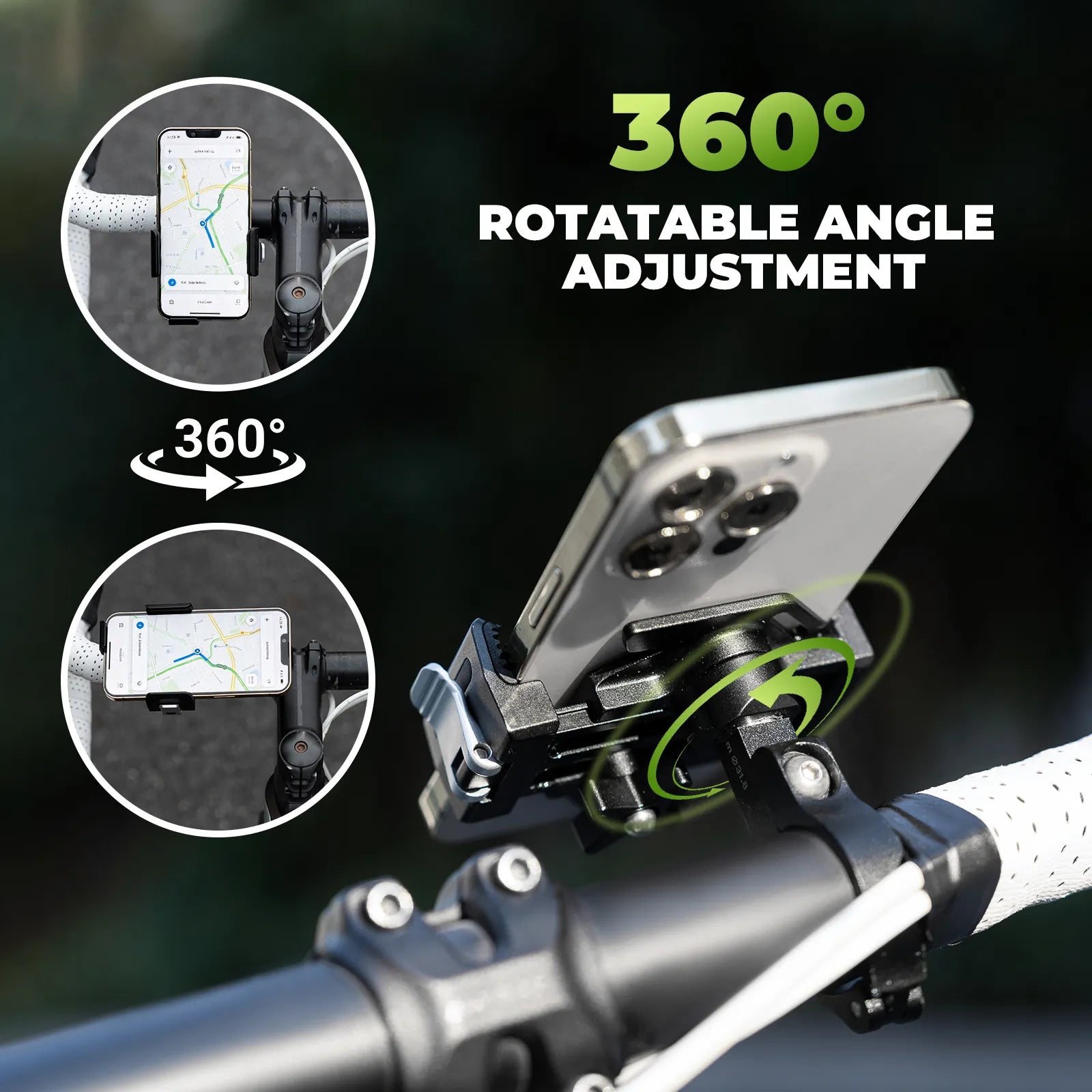 ROCKBROS lightweight quick-release bike phone mount for secure smartphone mounting on road and mountain bikes