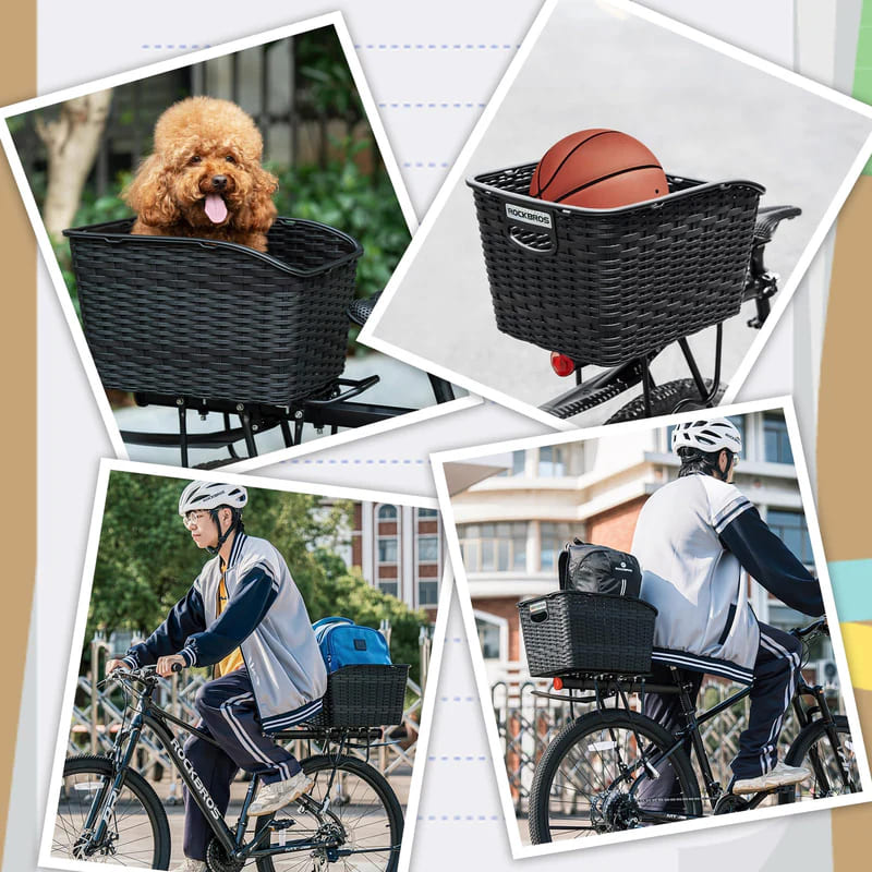ROCKBROS Lightweight Durable Rear Rack Cargo Basket for Bikes, Travel and Pets