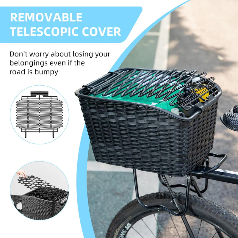 ROCKBROS Lightweight Durable Rear Rack Cargo Basket for Bikes, Travel and Pets