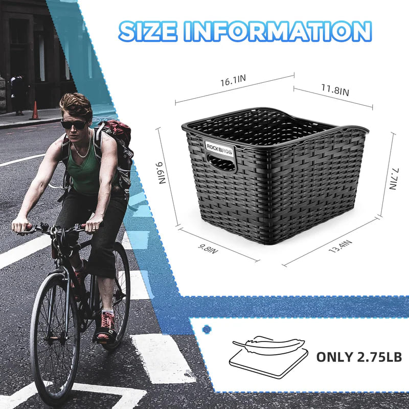 ROCKBROS Lightweight Durable Rear Rack Cargo Basket for Bikes, Travel and Pets