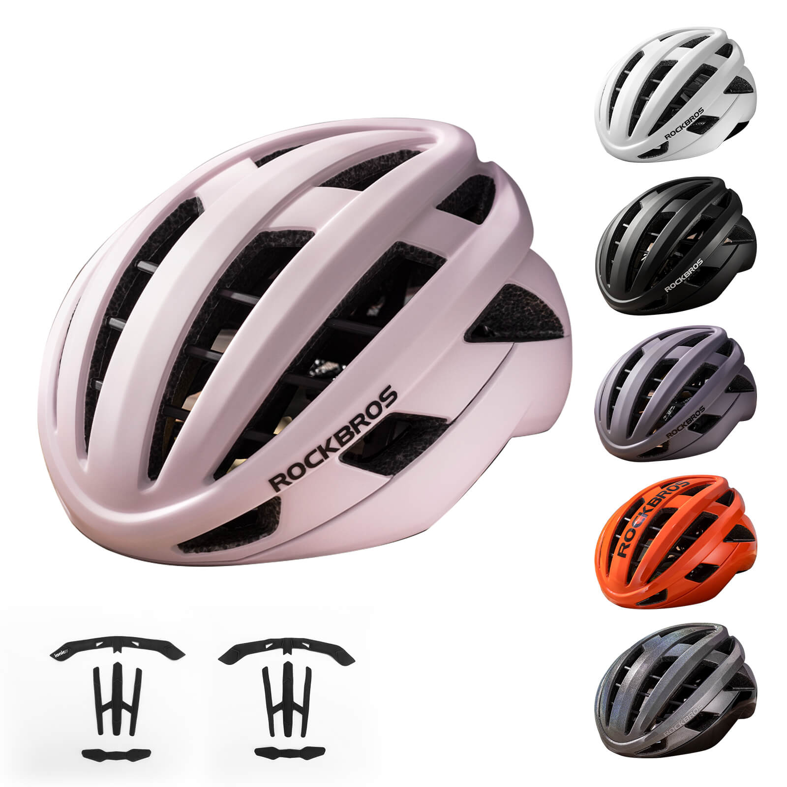 ROCKBROS LK-11 Anquetil lightweight road and MTB bike helmet with aerodynamic design and all-in-one molded shell for cycling safety
#Color_Pink
