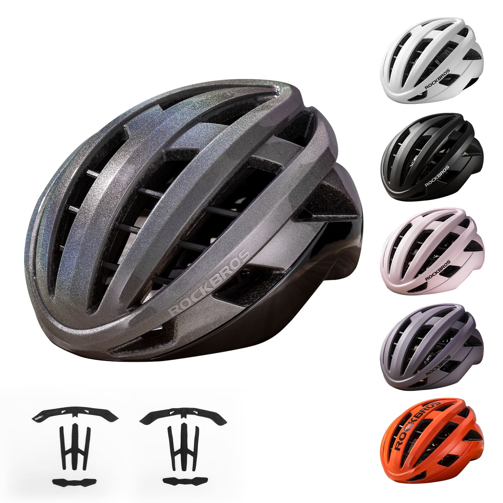 ROCKBROS LK-11 Anquetil lightweight road and MTB bike helmet with aerodynamic design and all-in-one molded shell for cycling safety
#Color_Titanium