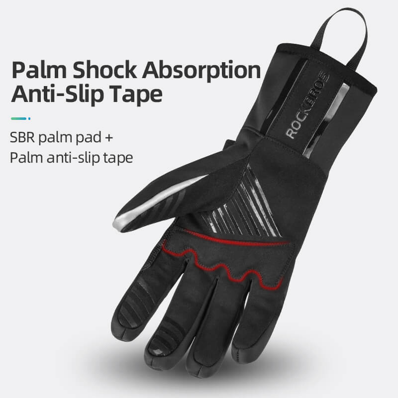 ROCKBROS long finger gloves with fleece lining and lock clip for winter riding